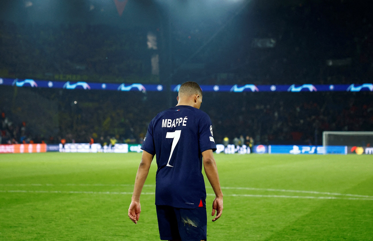 Soccer Football - Champions League - Semi Final - Second Leg - Paris St Germain v Borussia Dortmund - Parc des Princes, Paris, France - May 7, 2024 Paris St Germain's Kylian Mbappe looks dejected after the match REUTERS