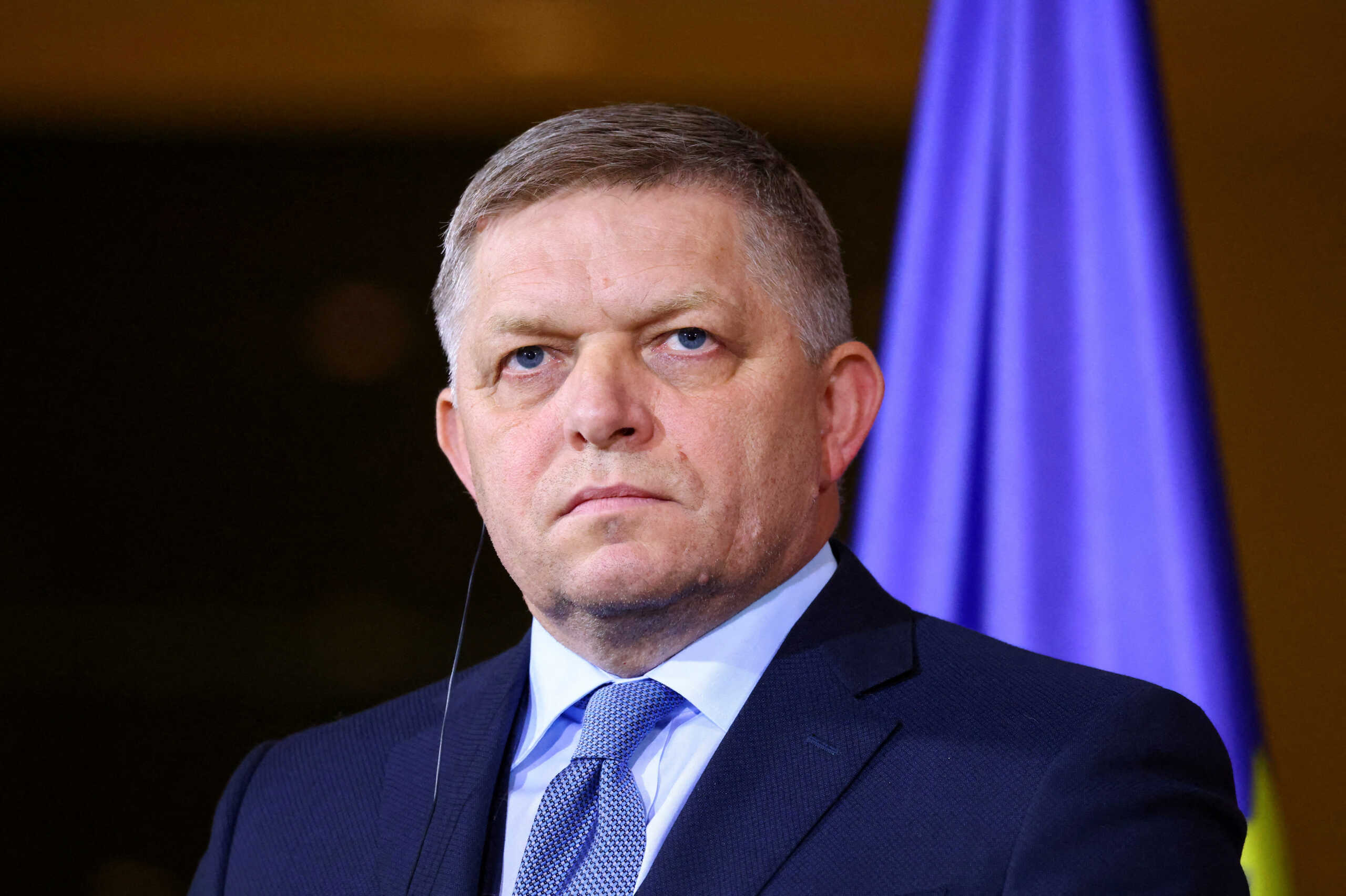FILE PHOTO: Slovakia's Prime Minister Robert Fico looks on during a press conference with German Chancellor Olaf Scholz in Berlin, Germany, January 24, 2024. REUTERS