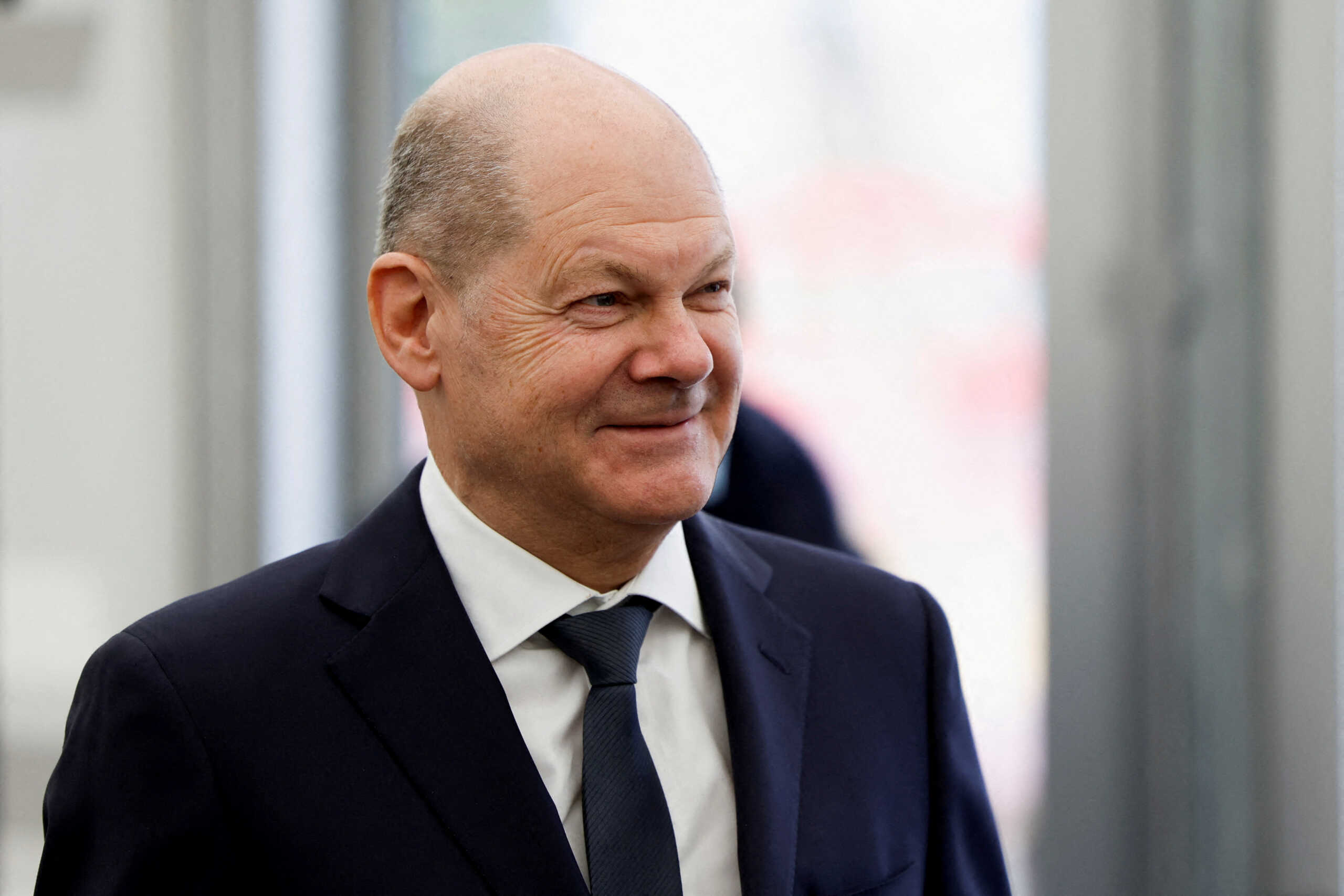 FILE PHOTO: German Chancellor Olaf Scholz attends a groundbreaking ceremony for drugmaker Merck's new research centre aiming at mRNA technology, in Darmstadt, Germany April 25, 2024. REUTERS
