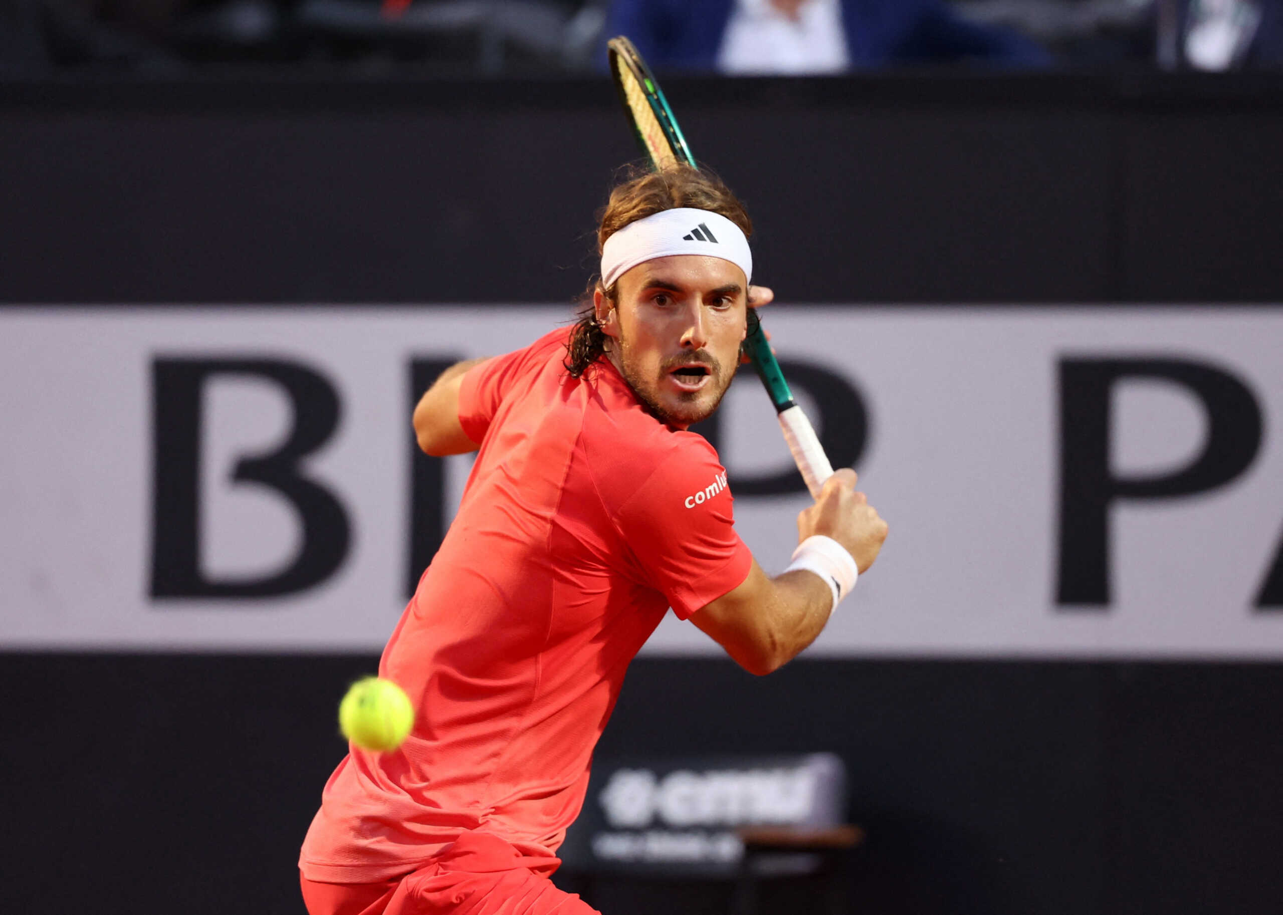 Tennis - Italian Open - Foro Italico, Rome, Italy - May 16, 2024 Greece's Stefanos Tsitsipas in action during his quarter final match against Chile's Nicolas Jarry REUTERS