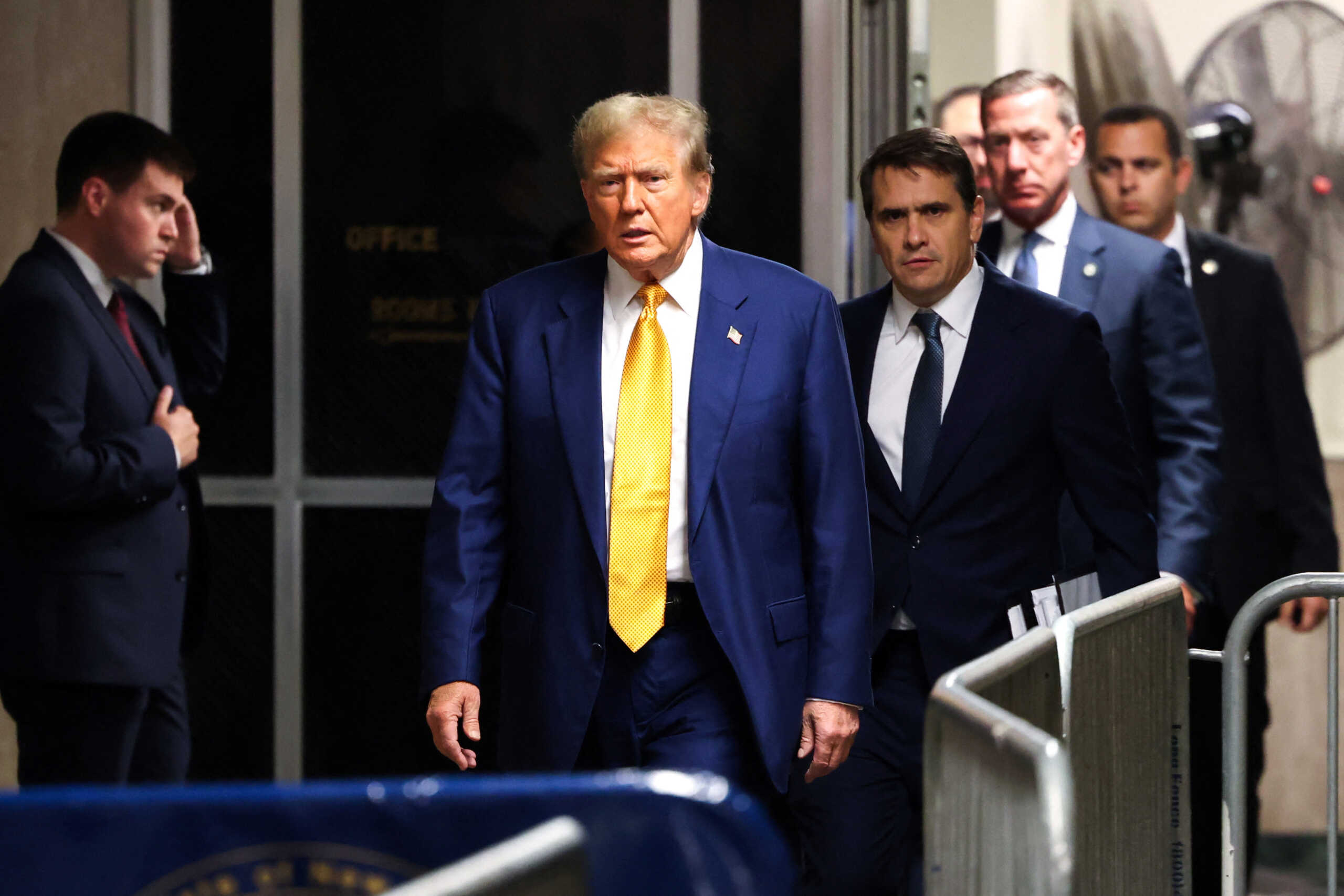 Former U.S. President Donald Trump arrives to speaks to the press before his trial for allegedly covering up hush money payments linked to extramarital affairs, at Manhattan Criminal Court in New York City, U.S. May 2, 2024. Trump, 77, is accused of falsifying business records to reimburse his lawyer, Michael Cohen, for a $130,000 hush money payment made to porn star Stormy Daniels just days ahead of the 2016 election against Hillary Clinton. Charly Triballeau