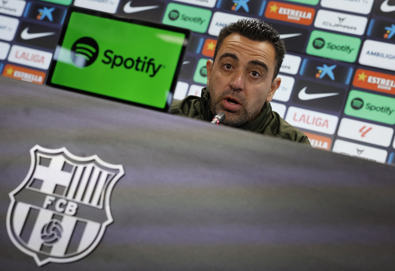 Soccer Football - LaLiga - FC Barcelona Press Conference - Ciutat Esportiva Joan Gamper, Barcelona, Spain - May 18, 2024 Barcelona coach Xavi during the press conference REUTERS