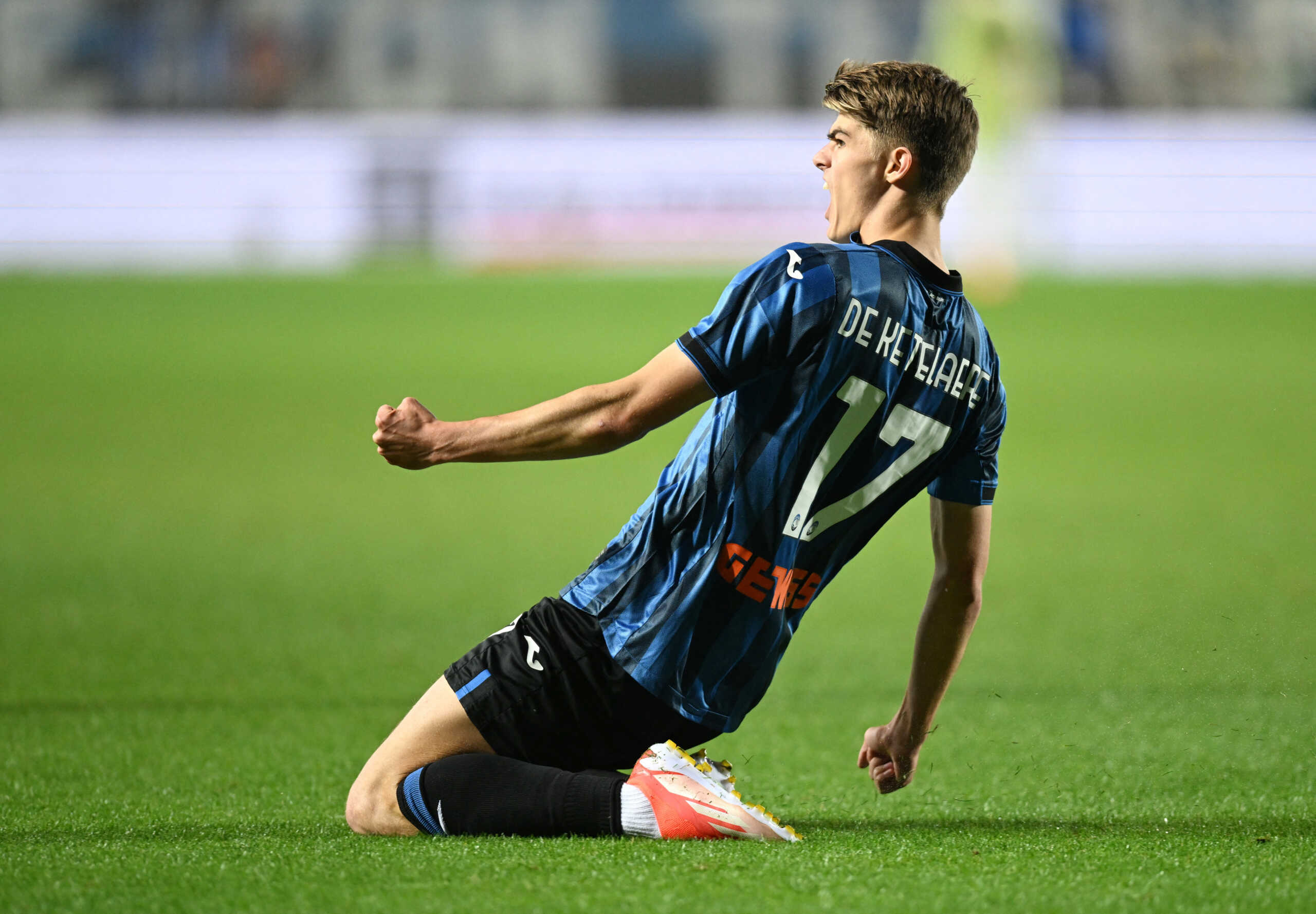 Soccer Football - Serie A - Atalanta v AS Roma - Stadio Atleti Azzurri, Bergamo, Italy - May 12, 2024 Atalanta's Charles De Ketelaere celebrates scoring their first goal REUTERS