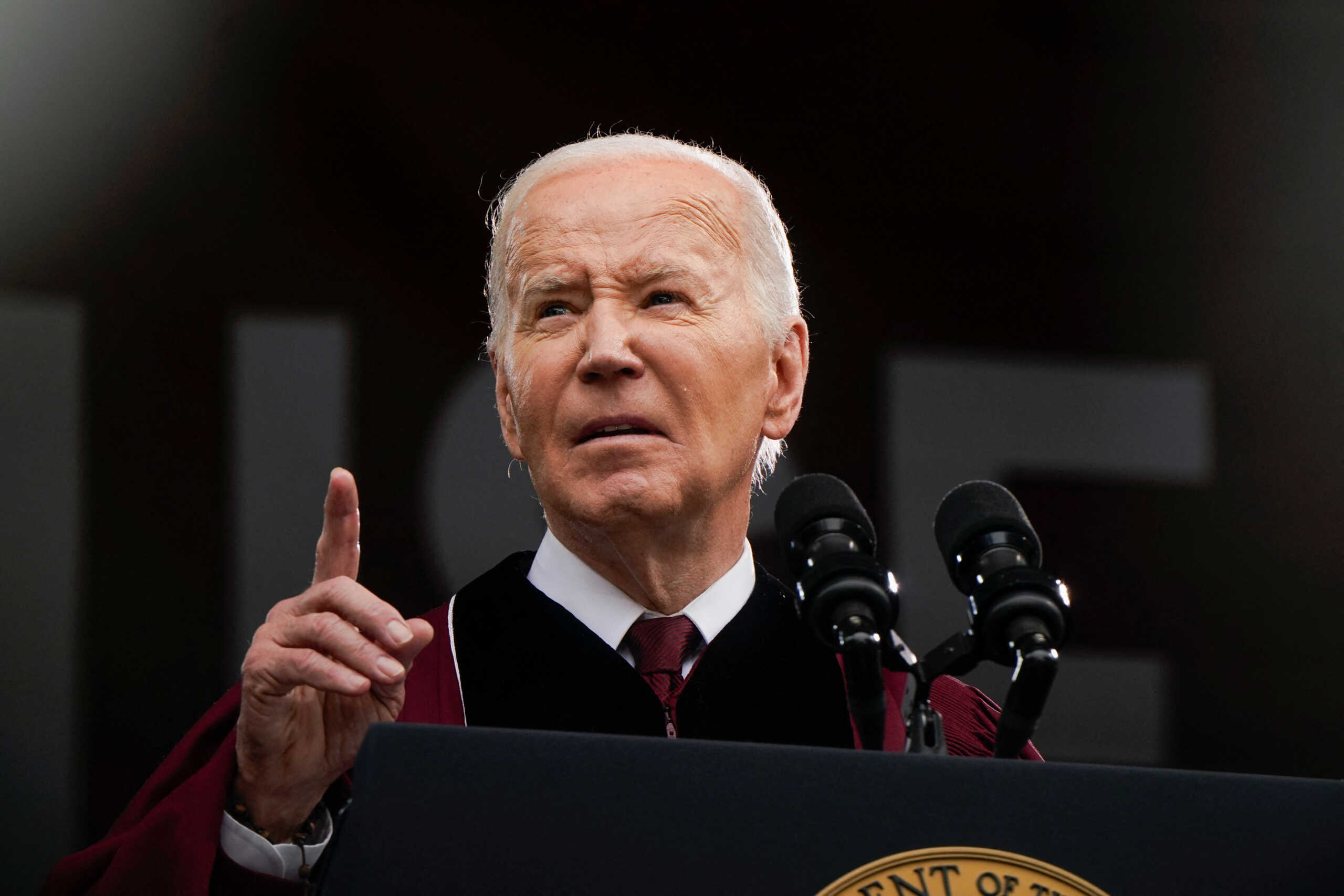U.S. President Joe Biden addresses Morehouse College graduates during a commencement ceremony in Atlanta, Georgia, U.S., May 19, 2024.  REUTERS