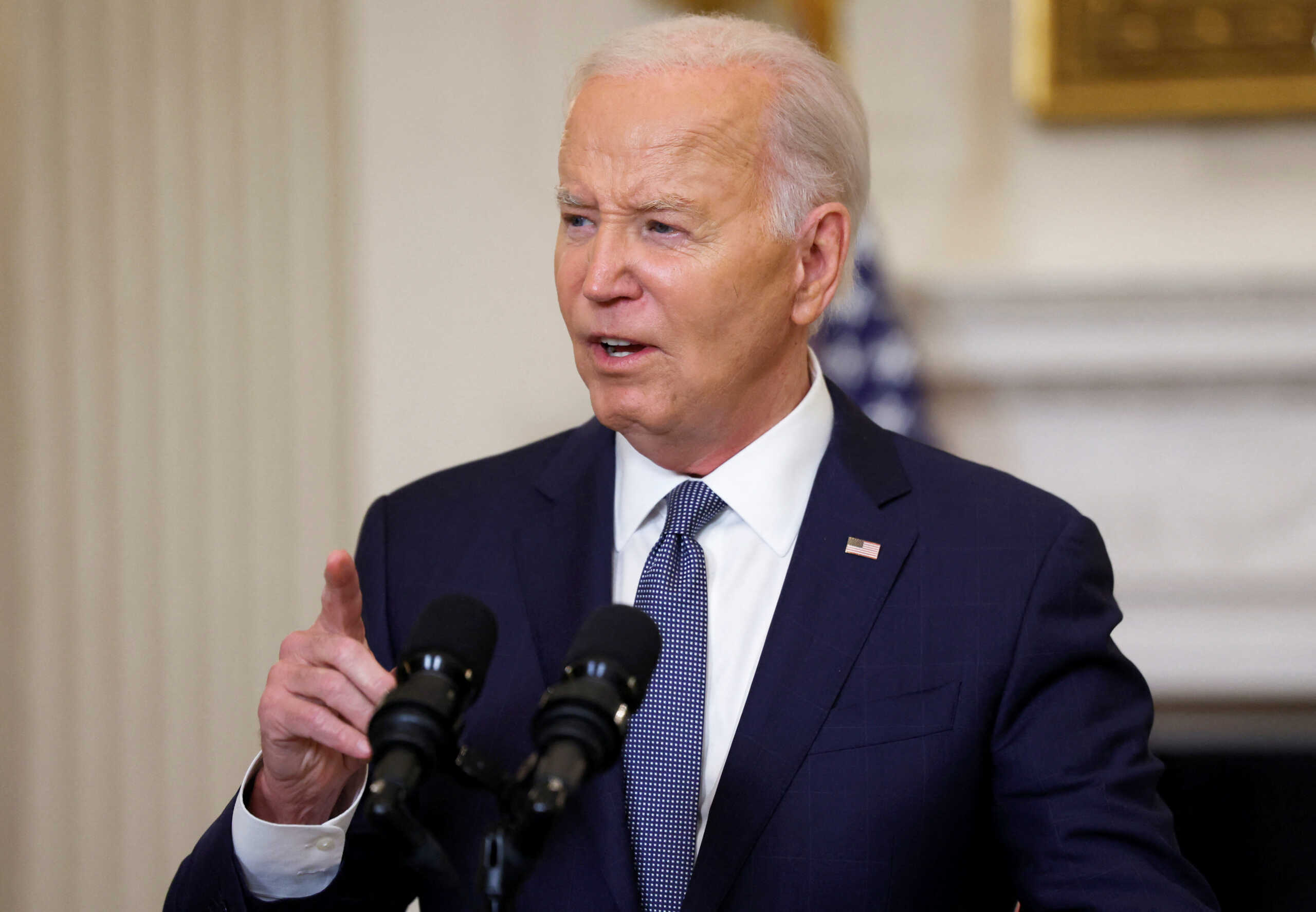 U.S. President Joe Biden delivers remarks on the Middle East in the State Dining room at the White House in Washington, U.S., May 31, 2024. REUTERS