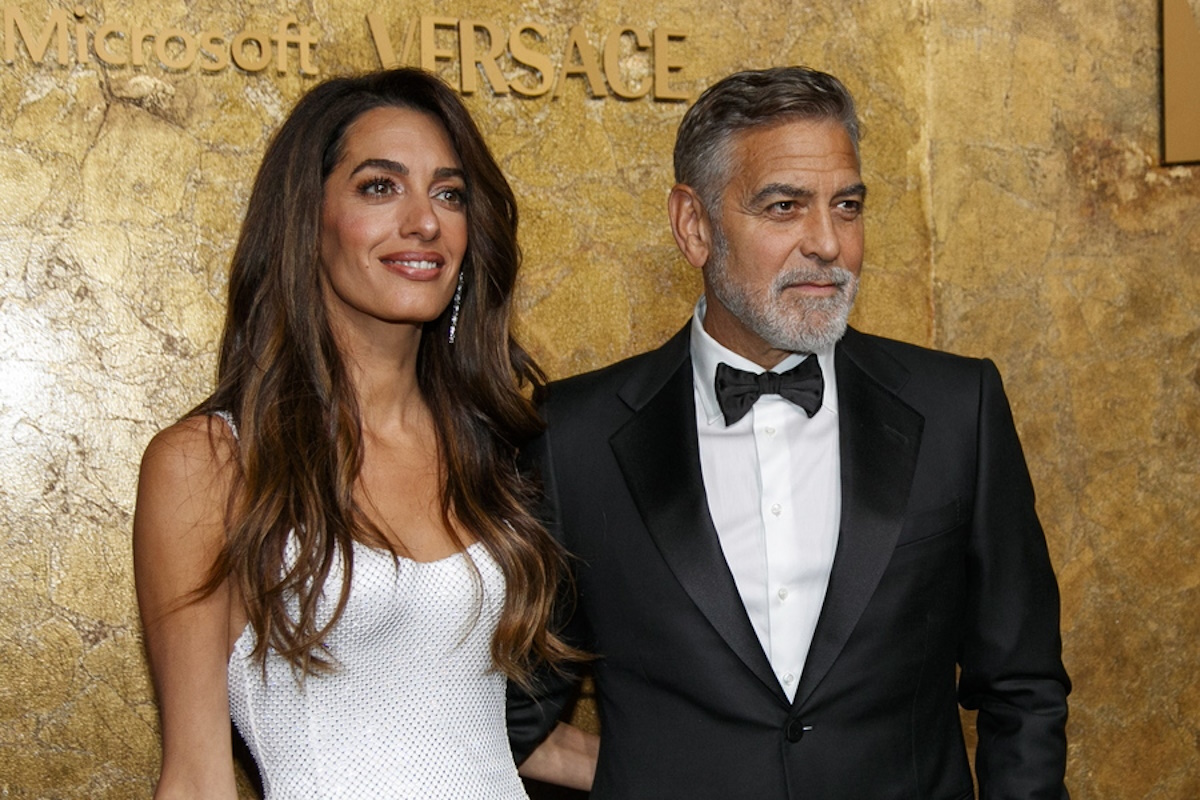 epa10888824 US actor George Clooney and wife Amal Clooney attend the red carpet for 'The Albies', hosted by the Clooney Foundation for Justice, at the New York Public Library in New York, New York, USA, 28 September 2023.  EPA