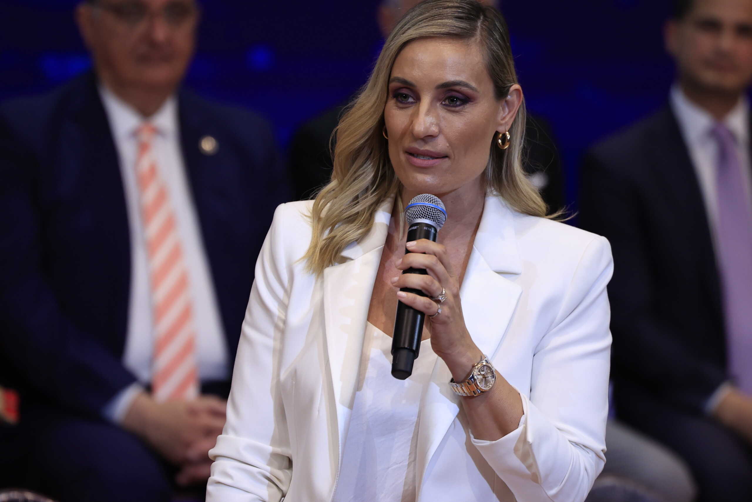 Παρουσίαση του ψηφοδελτίου της Νέας Δημοκρατίας για τις ευρωεκλογές της 9ης Ιουνίου, από τον Πρωθυπουργό και Πρόεδρο του κόμματος Κυριάκο Μητσοτάκη, στο Ωδείο Αθηνών, Δευτέρα 15 Απριλίου 2024. 
(ΓΙΩΡΓΟΣ ΚΟΝΤΑΡΙΝΗΣ