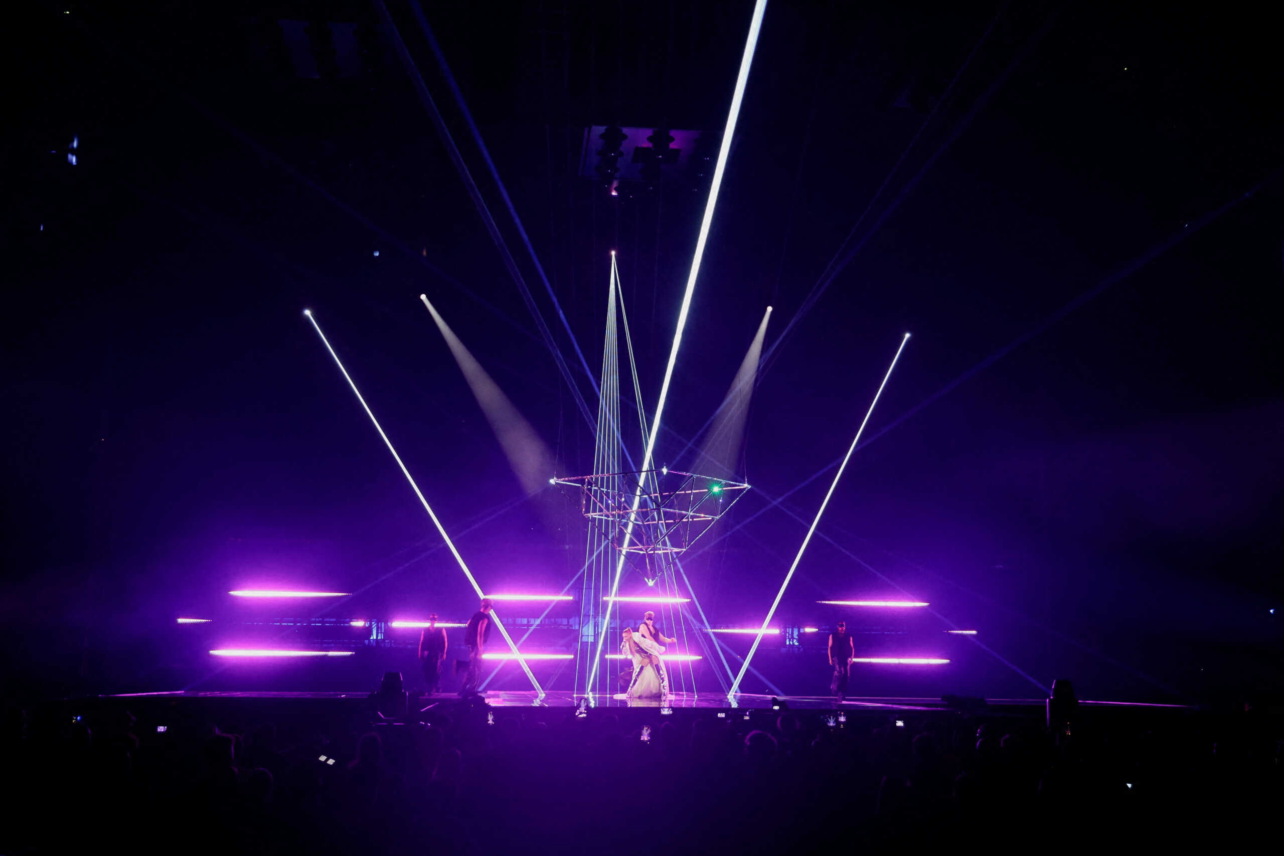 Kaleen representing Austria rehearses ahead of the grand final of the 2024 Eurovision Song Contest, in Malmo, Sweden, May 10, 2024. REUTERS