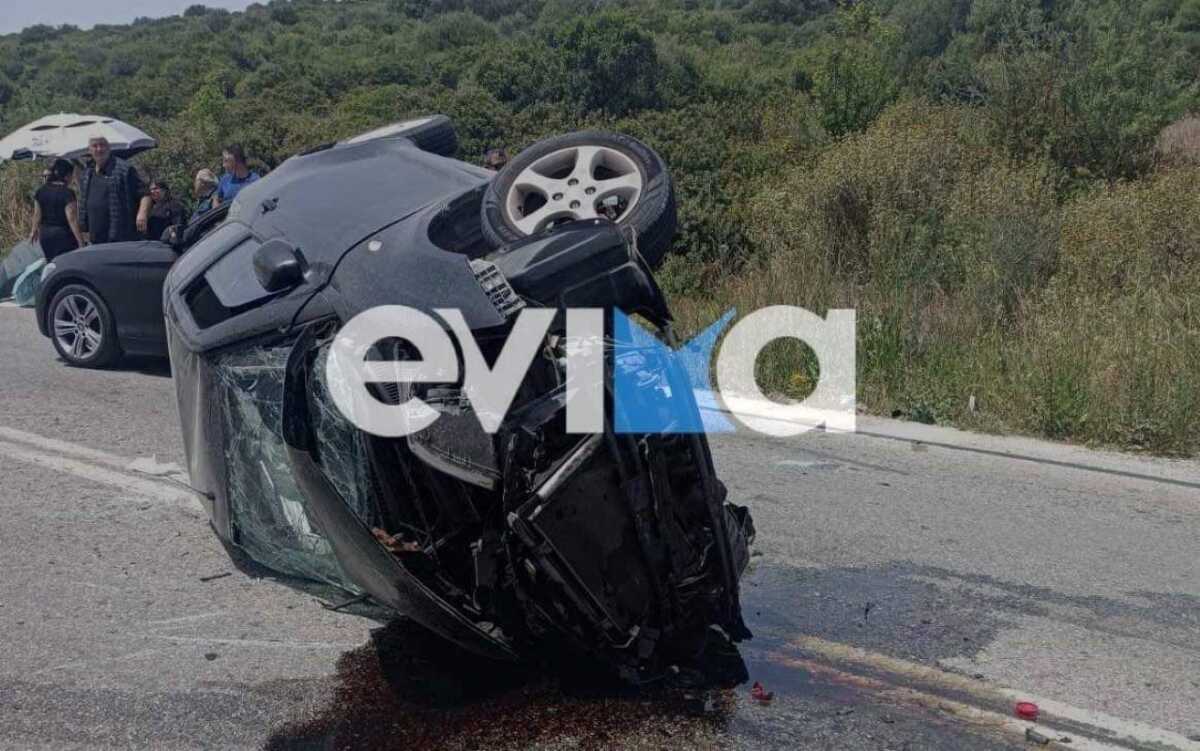 Εύβοια: Σοβαρό τροχαίο με δυο τραυματίες – ΙΧ τούμπαρε σε κεντρικό δρόμο