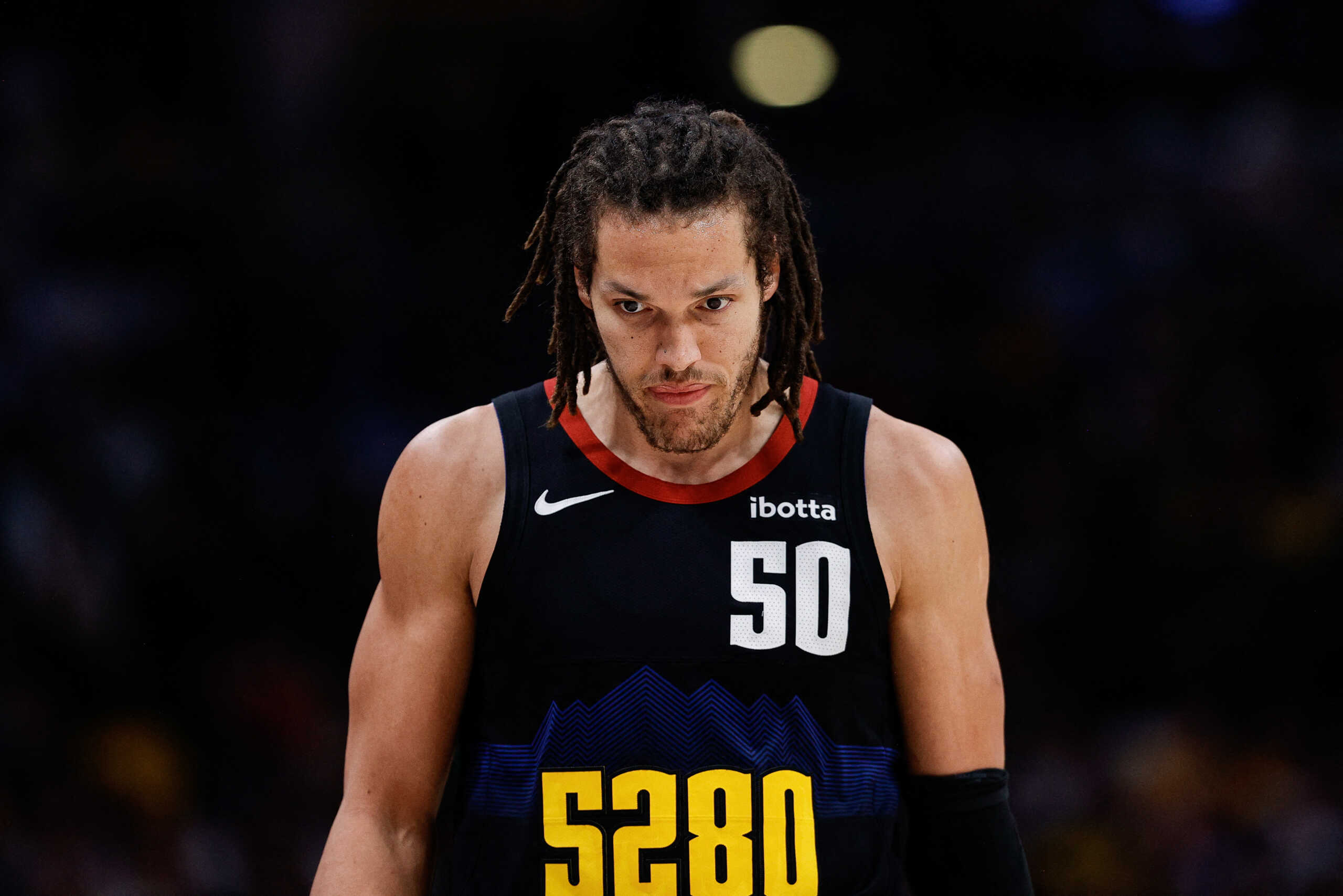 May 6, 2024; Denver, Colorado, USA; Denver Nuggets forward Aaron Gordon (50) in the third quarter against the Minnesota Timberwolves during game two of the second round for the 2024 NBA playoffs at Ball Arena. Mandatory Credit: Isaiah J. Downing-USA TODAY Sports