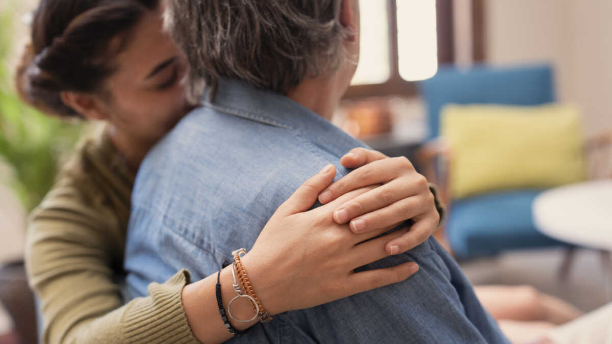 A loving hug at home