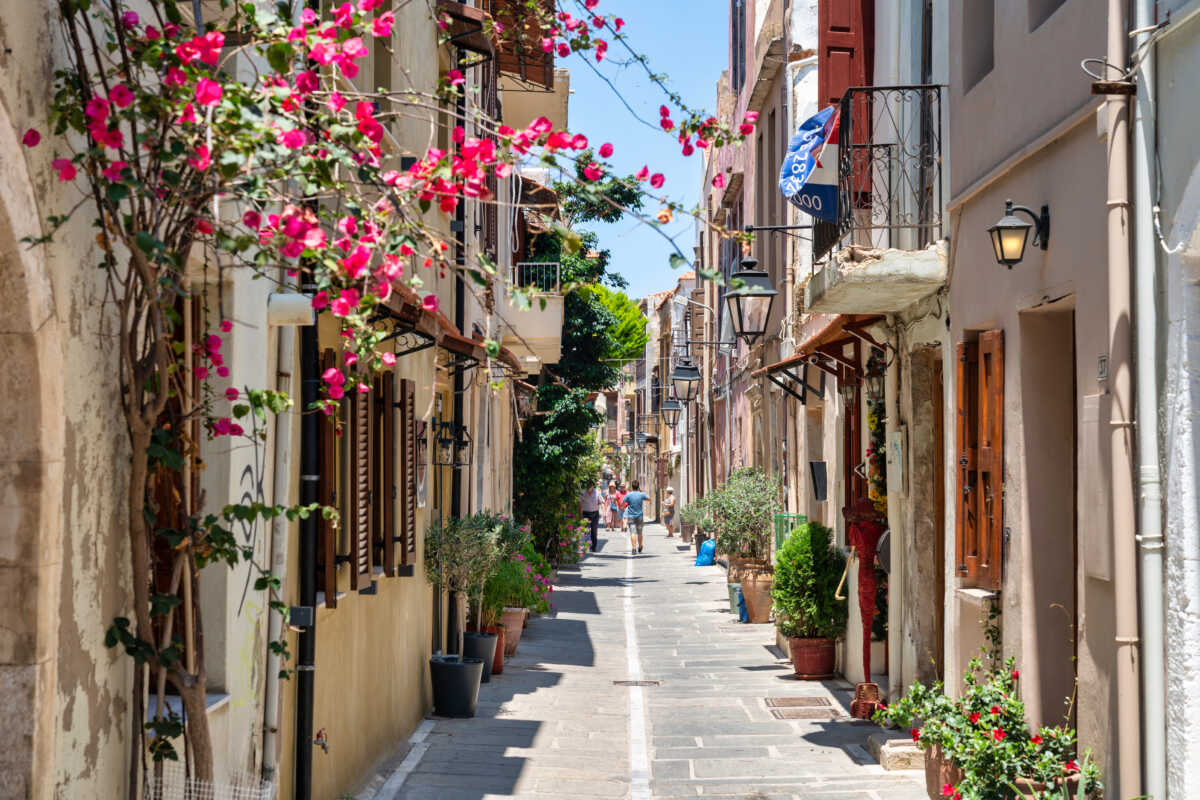 Narrow street in Chania, Greece