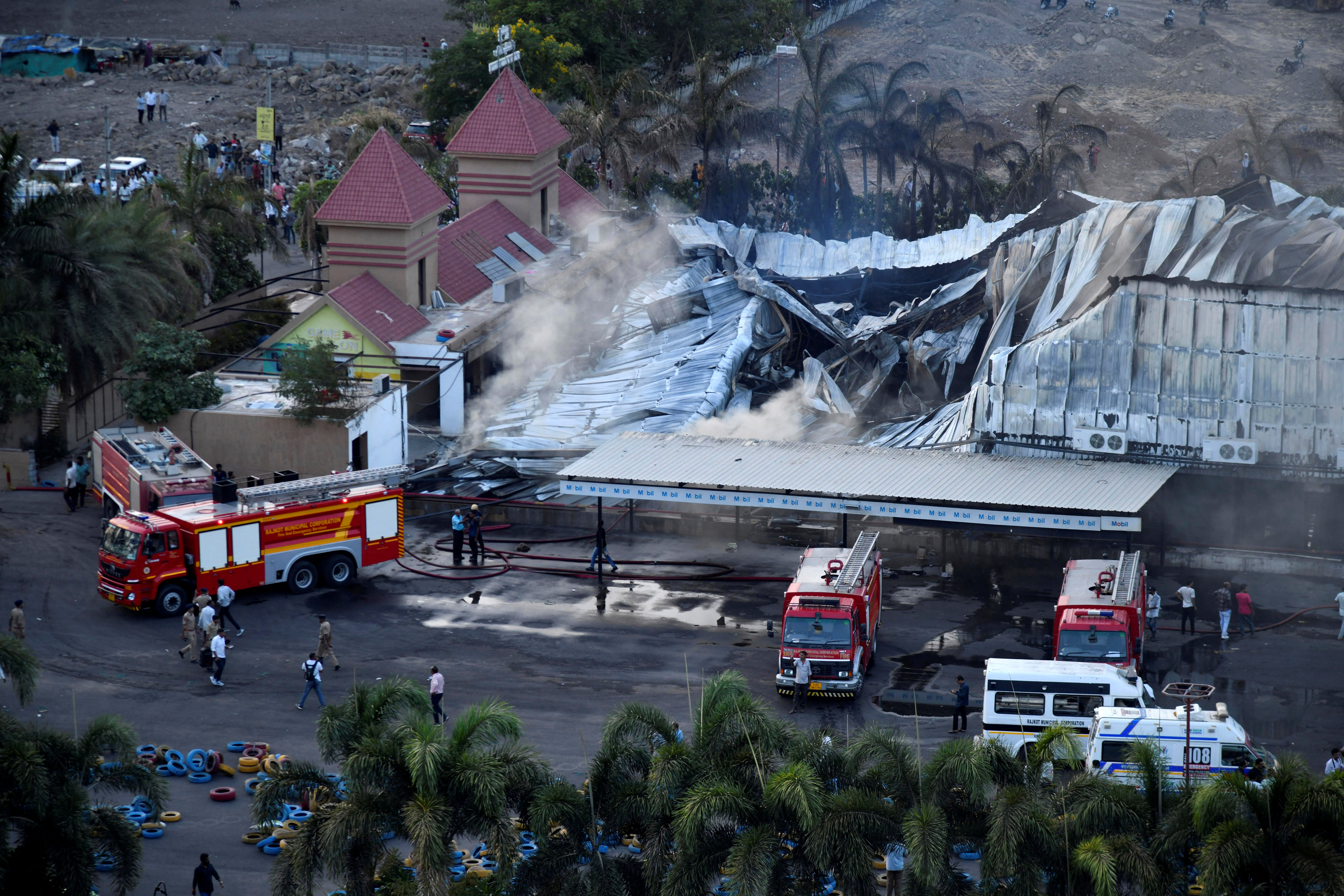 A view shows a burned gaming zone after a fire, in Rajkot, in the western state of Gujarat, India, May 25, 2024. REUTERS