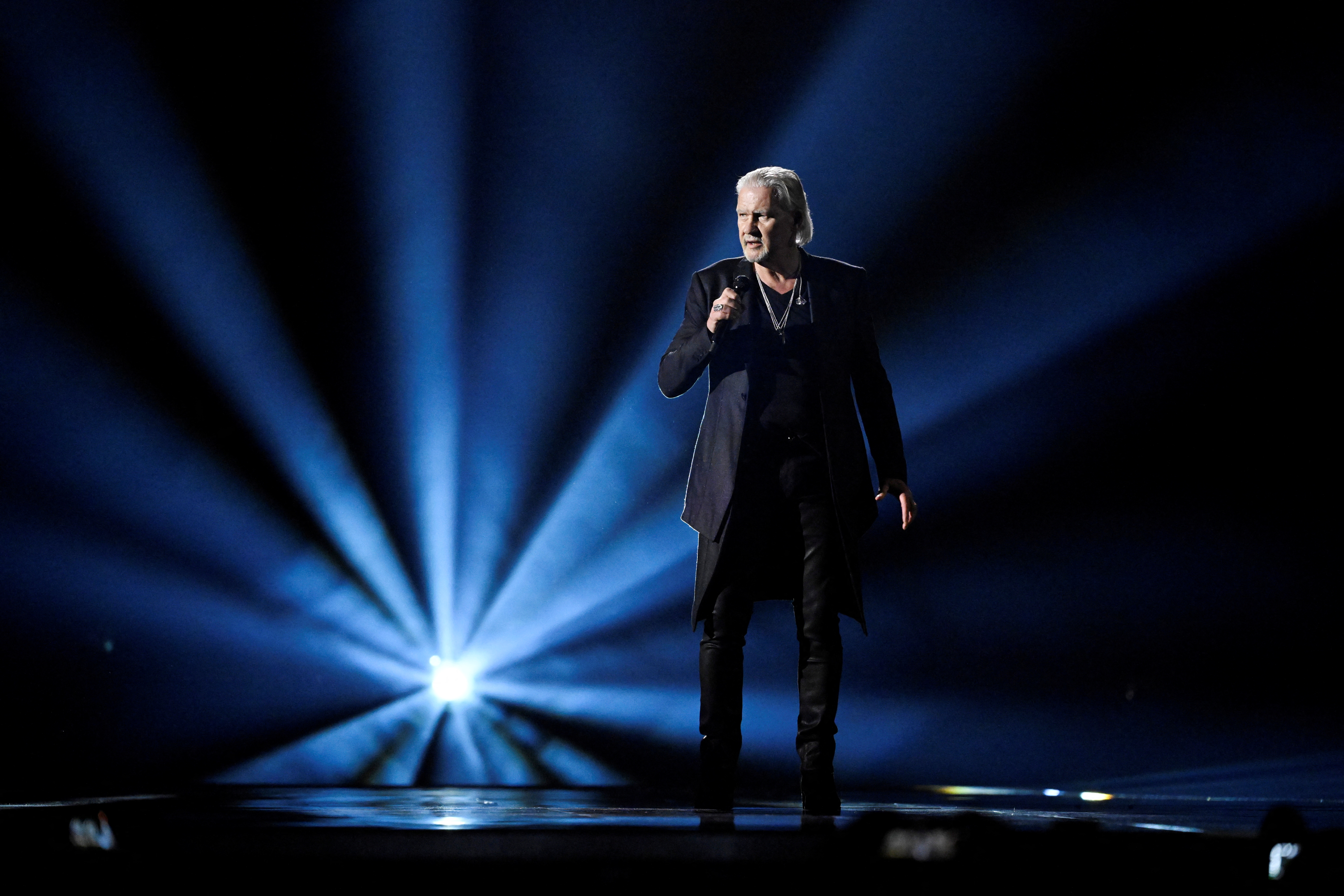 Johnny Logan sings Loreen's song 'Euphoria' which won the final in 2012 during the first rehearsal of the first semi-final of the 68th edition of the Eurovision Song Contest (ESC) at Malmo Arena, in Malmo, Sweden, May 06, 2024. TT News Agency