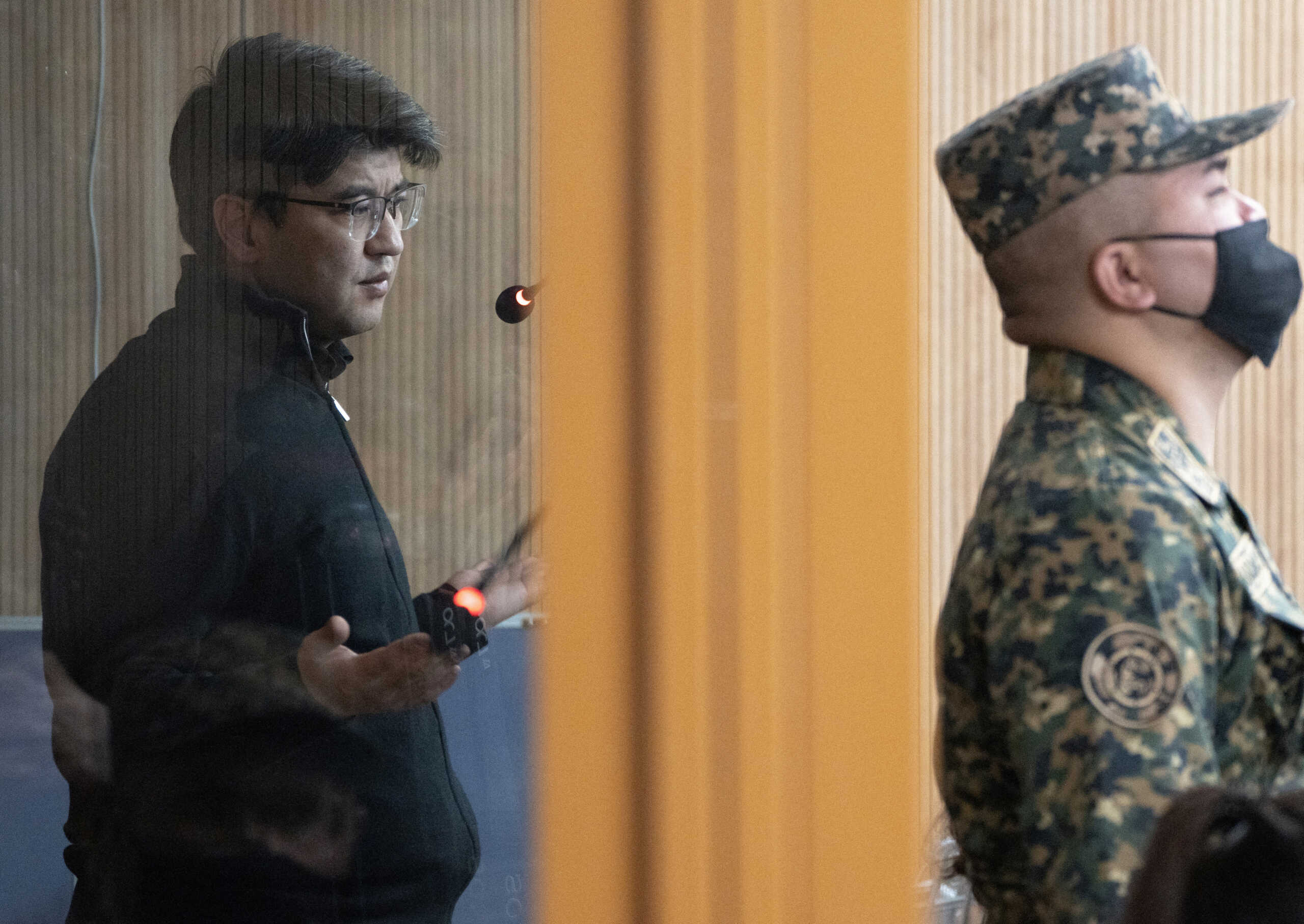 Kazakhstan's former Economy Minister Kuandyk Bishimbayev, charged with beating his wife to death, attends a court hearing in Astana, Kazakhstan April 3, 2024. REUTERS