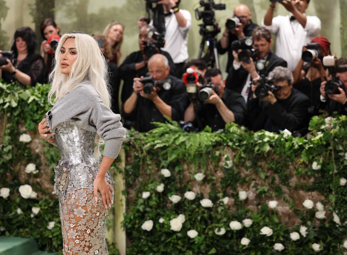 Kim Kardashian poses at the Met Gala, an annual fundraising gala held for the benefit of the Metropolitan Museum of Art's Costume Institute with this year's theme 'Sleeping Beauties: Reawakening Fashion' in New York City, New York, U.S., May 6, 2024. REUTERS