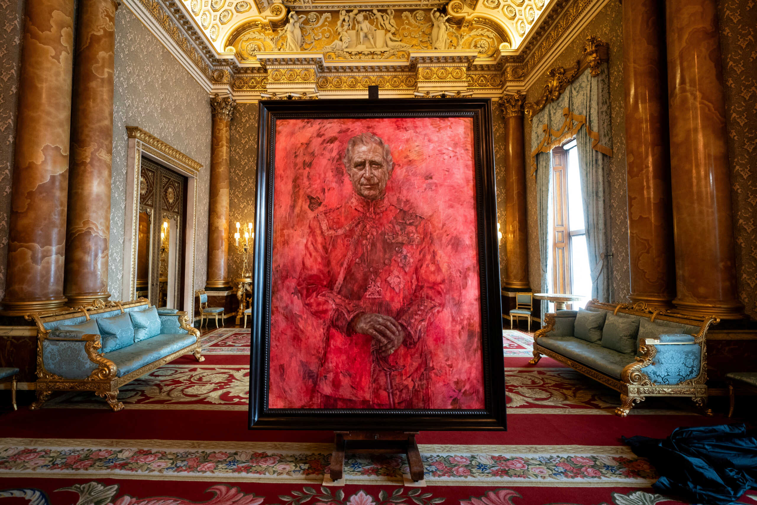 A portrait of Britain's King Charles by artist Jonathan Yeo is pictured at Buckingham Palace, London, Britain May 14, 2024. Aaron Chown