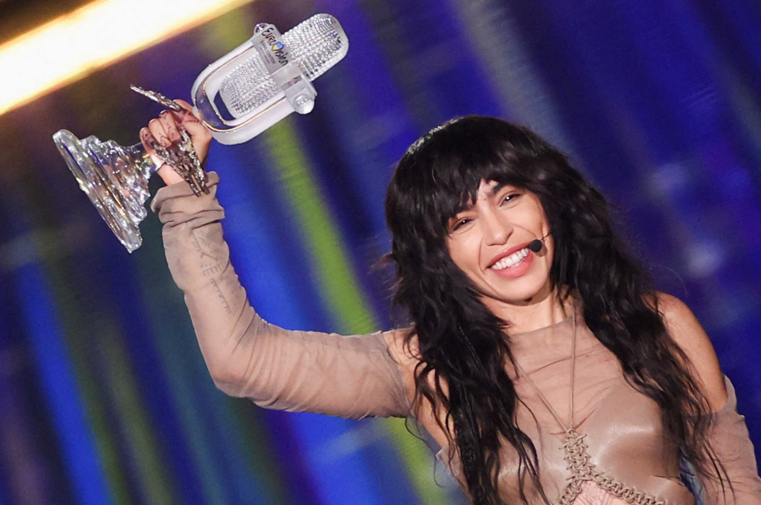 Loreen from Sweden holds her trophy after winning the 2023 Eurovision Song Contest, in Liverpool, Britain, May 14, 2023. REUTERS