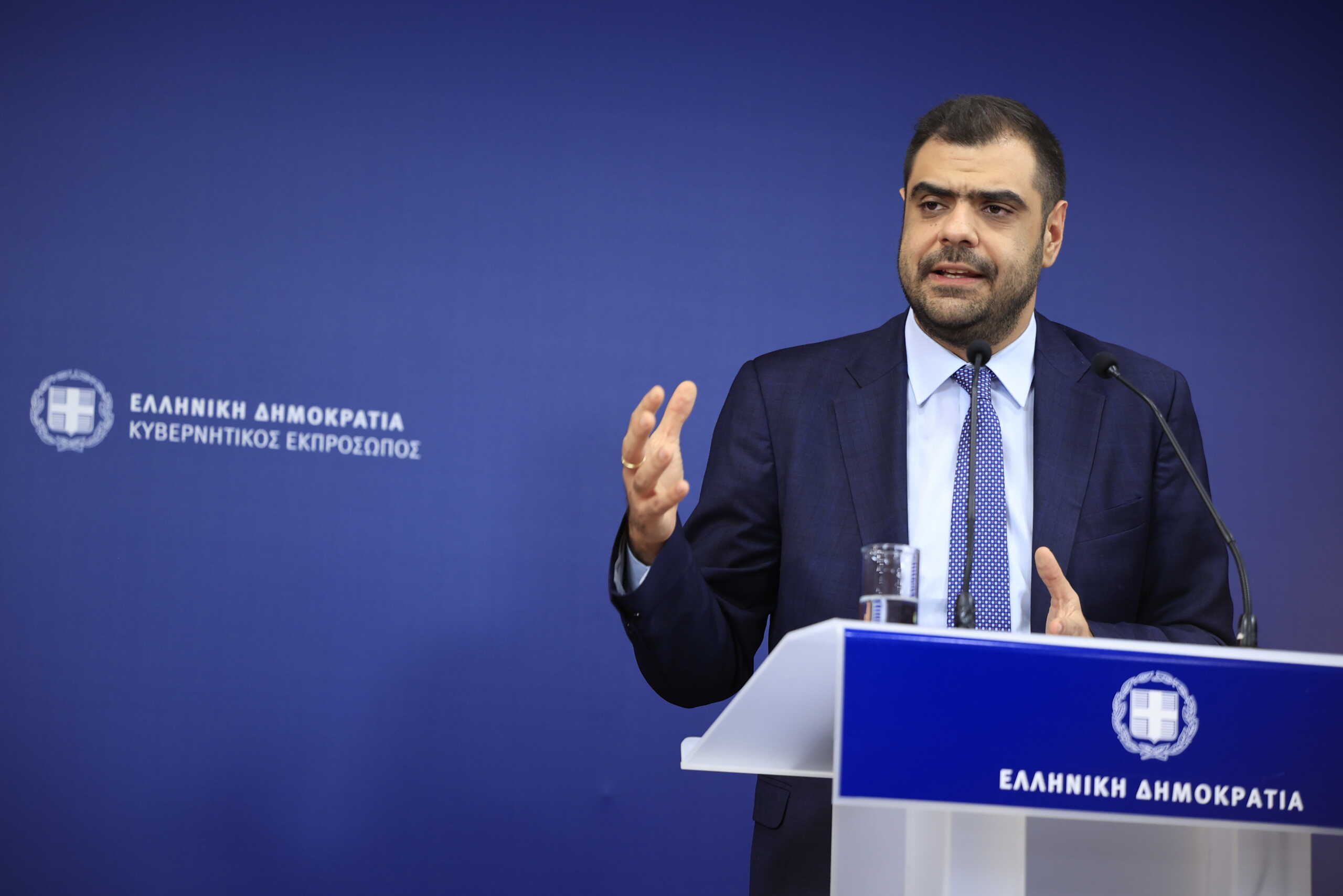 Ενημέρωση των πολιτικών συντακτών και των ανταποκριτών ξένου Τύπου από τον Κυβερνητικό Εκπρόσωπο Παύλο Μαρινάκη, Δευτέρα 22 Απριλίου 2024.  
(ΓΙΩΡΓΟΣ ΚΟΝΤΑΡΙΝΗΣ