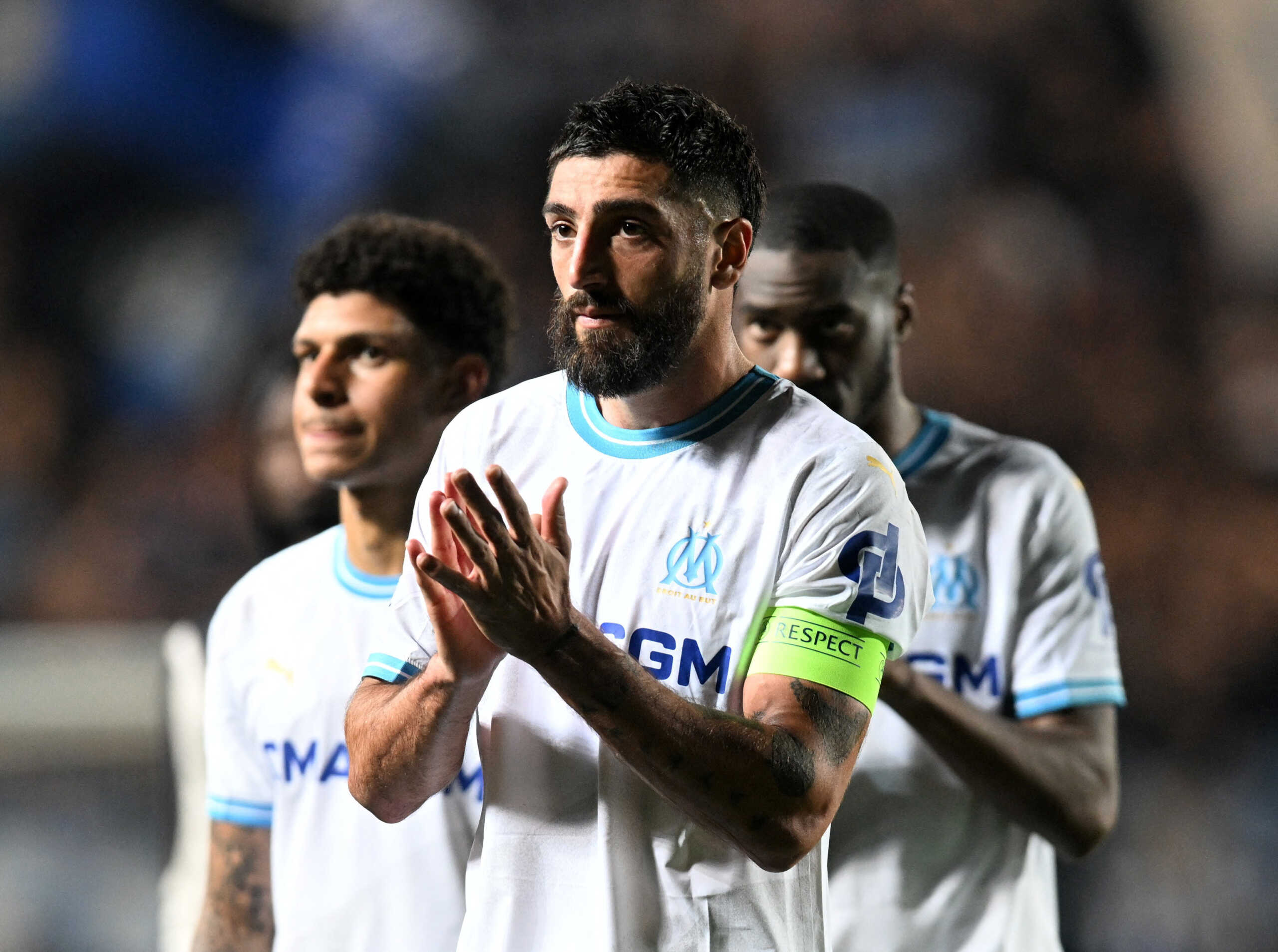 Soccer Football - Europa League - Semi Final - Second Leg - Atalanta v Olympique de Marseille - Stadio Atleti Azzurri, Bergamo, Italy - May 9, 2024 Olympique de Marseille's Samuel Gigot looks dejected after the match REUTERS