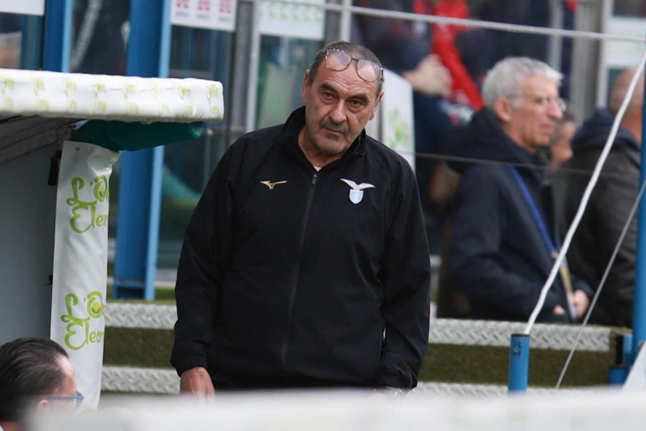 epa11142284 Lazio's head coach Maurizio Sarri looks on during the Italian Serie A soccer match Cagliari Calcio vs SS Lazio in Cagliari, Italy, 10 February 2024.  EPA