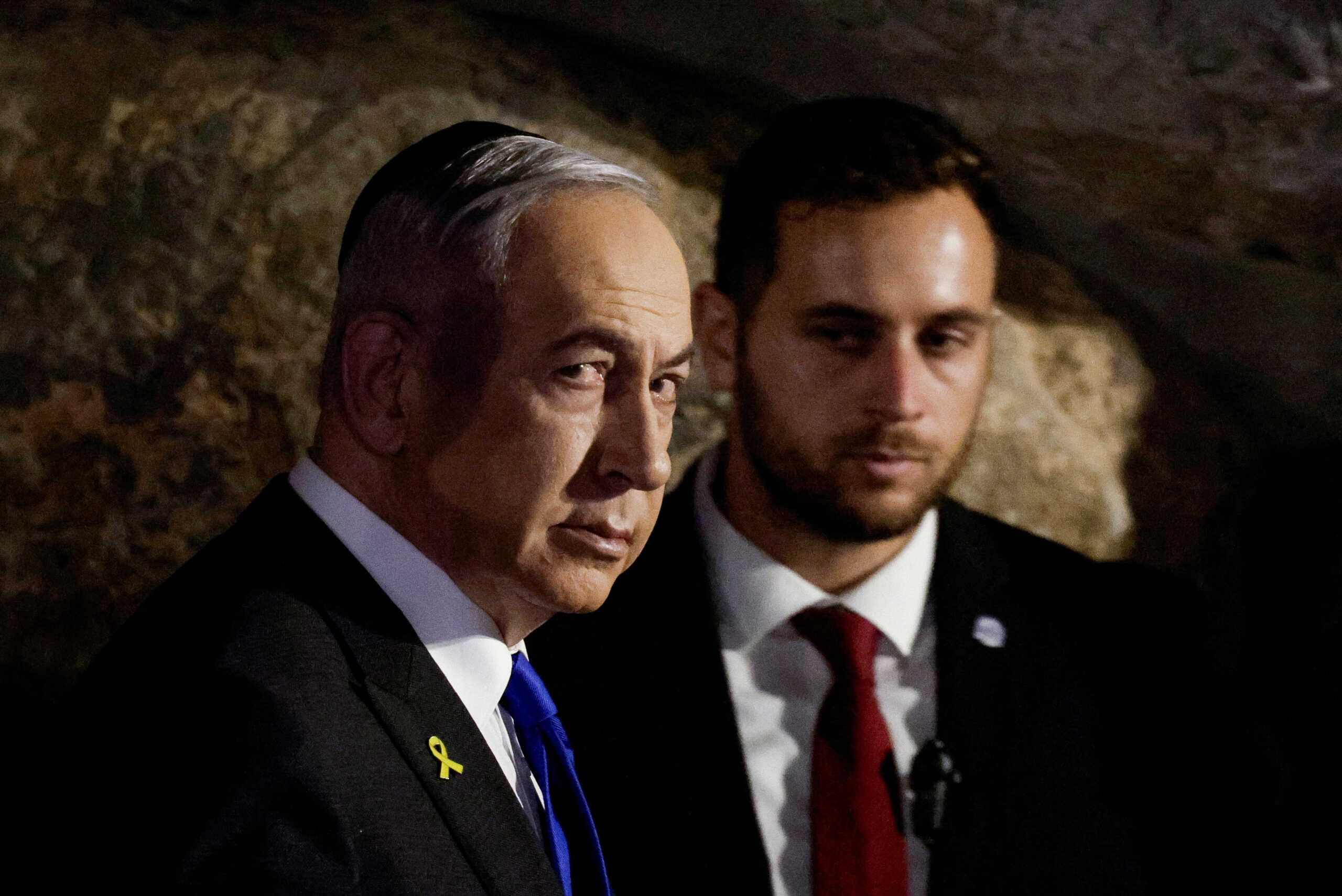 Israeli Prime Minister Benjamin Netanyahu attends a wreath-laying ceremony marking Holocaust Remembrance Day in the Hall of Remembrance at Yad Vashem, the World Holocaust Remembrance Centre, in Jerusalem, May 6, 2024. REUTERS