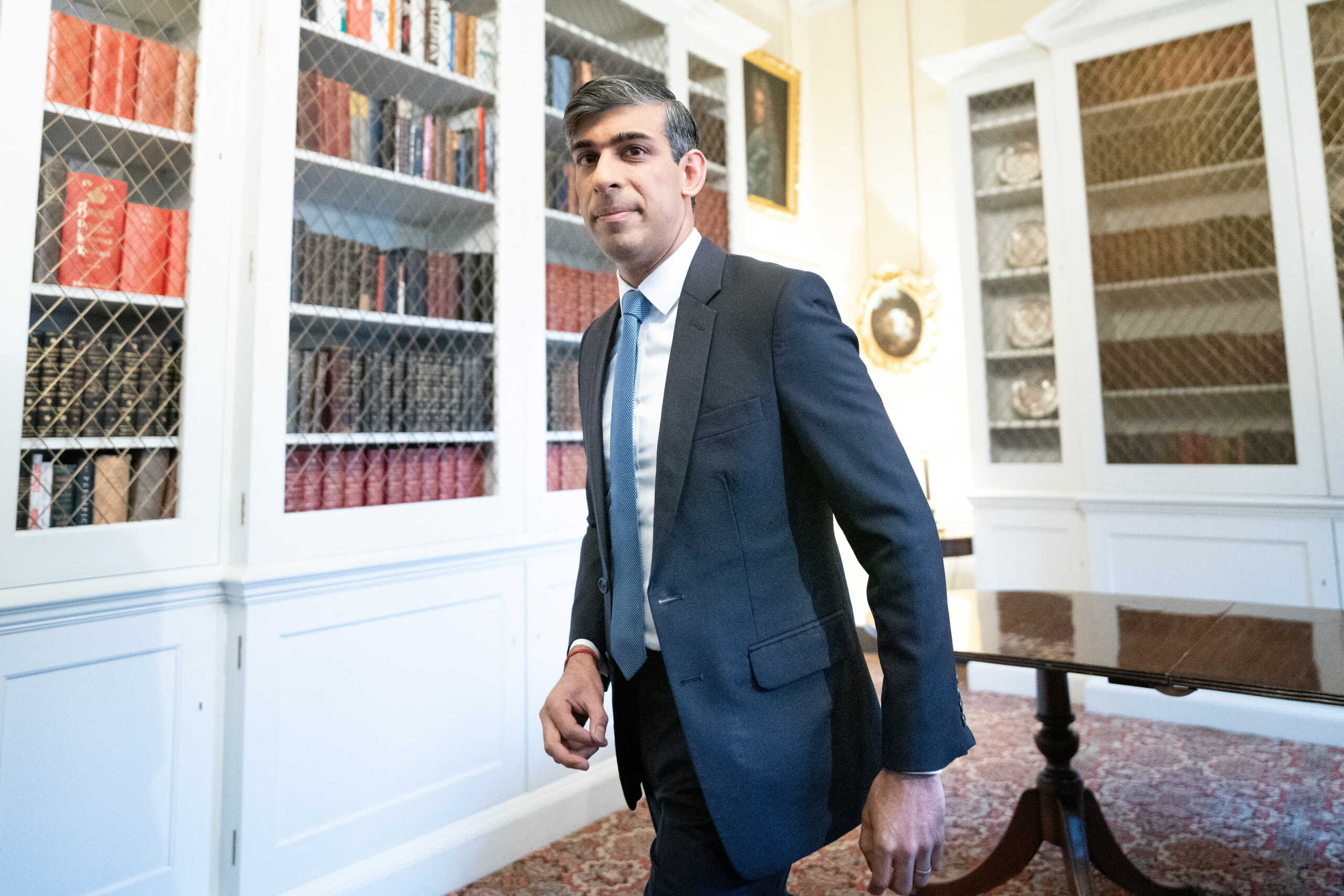 Prime Minister Rishi Sunak looks on in Downing Street in London after speaking about the latest inflation figures. UK inflation fell to the lowest level in nearly three years in April as energy prices continued to cool, according to official figures. Picture date: Wednesday May 22, 2024. Stefan Rousseau