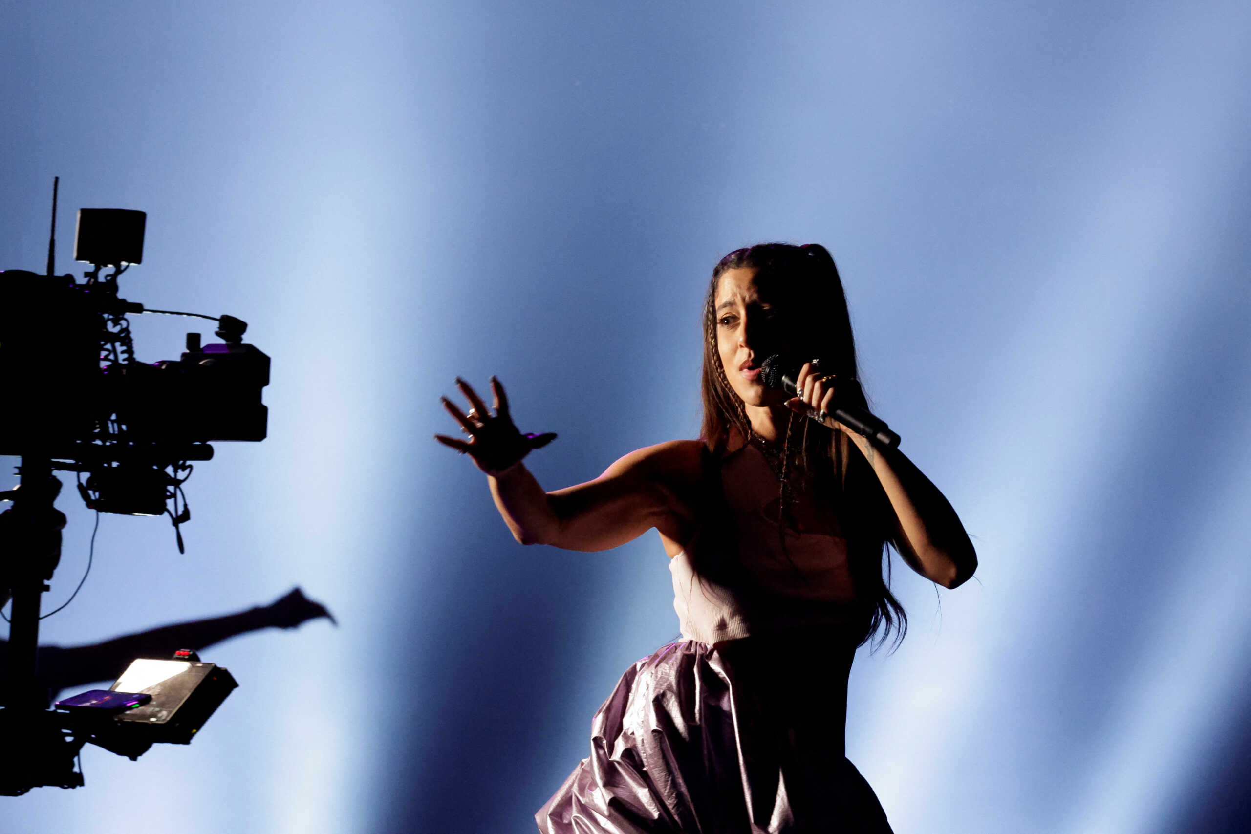 Marina Satti representing Greece rehearses ahead of the grand final of the 2024 Eurovision Song Contest, in Malmo, Sweden, May 10, 2024. REUTERS