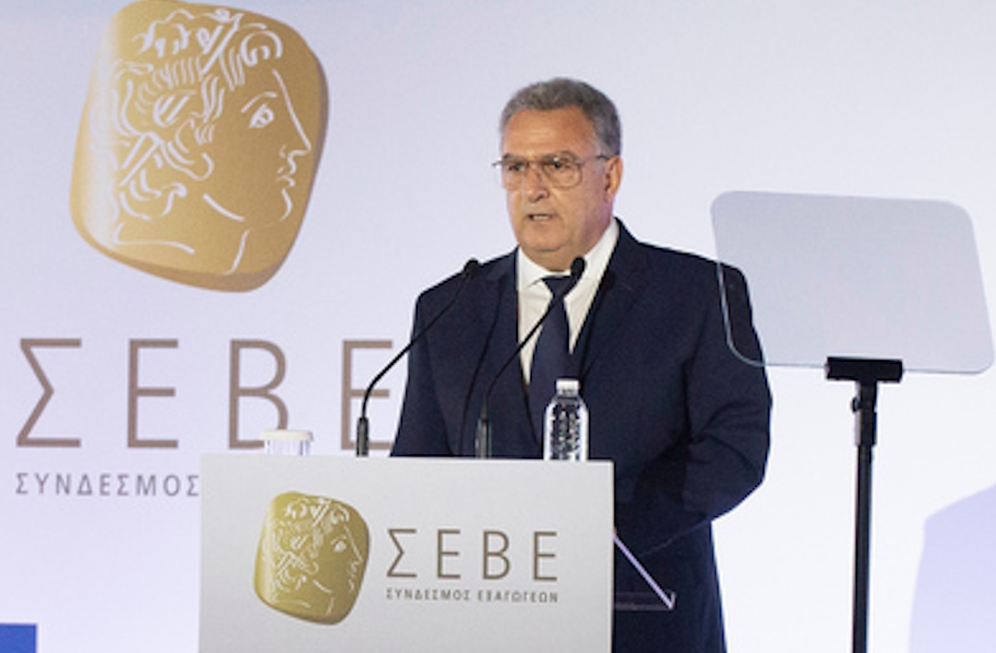 Ο πρόεδρος του ΣΕΒΕ Συμεών Διαμαντίδης μιλάει στο πλαίσιο της 49ης Τακτικής Γενικής Συνέλευσης ΣΕΒΕ, στη Θεσσαλονίκη, τη Δευτέρα 20 Μαΐου 2024. ΑΠΕ-ΜΠΕ