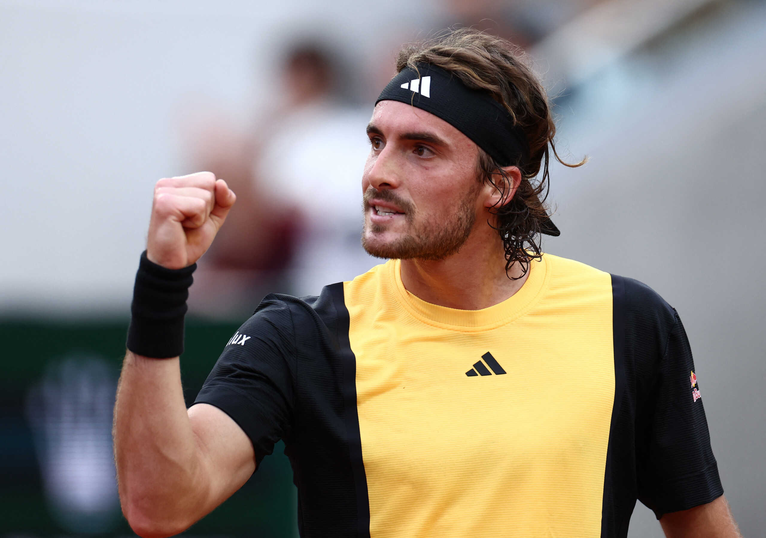 Tennis - French Open - Roland Garros, Paris, France - May 29, 2024 Greece's Stefanos Tsitsipas reacts during his second round match against Germany's Daniel Altmaier REUTERS