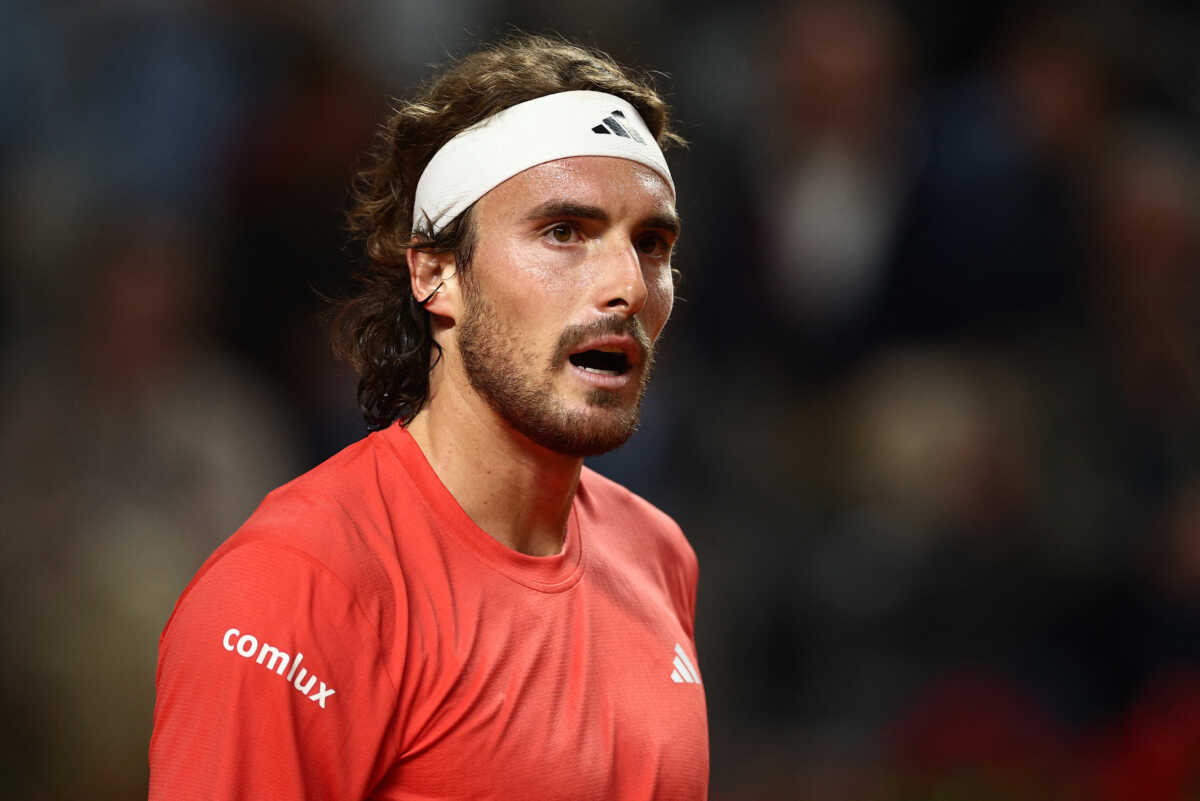 Tennis - Italian Open - Foro Italico, Rome, Italy - May 11, 2024 Greece's Stefanos Tsitsipas reacts during his round of 64 match against Germany's Jan-Lennard Struff REUTERS