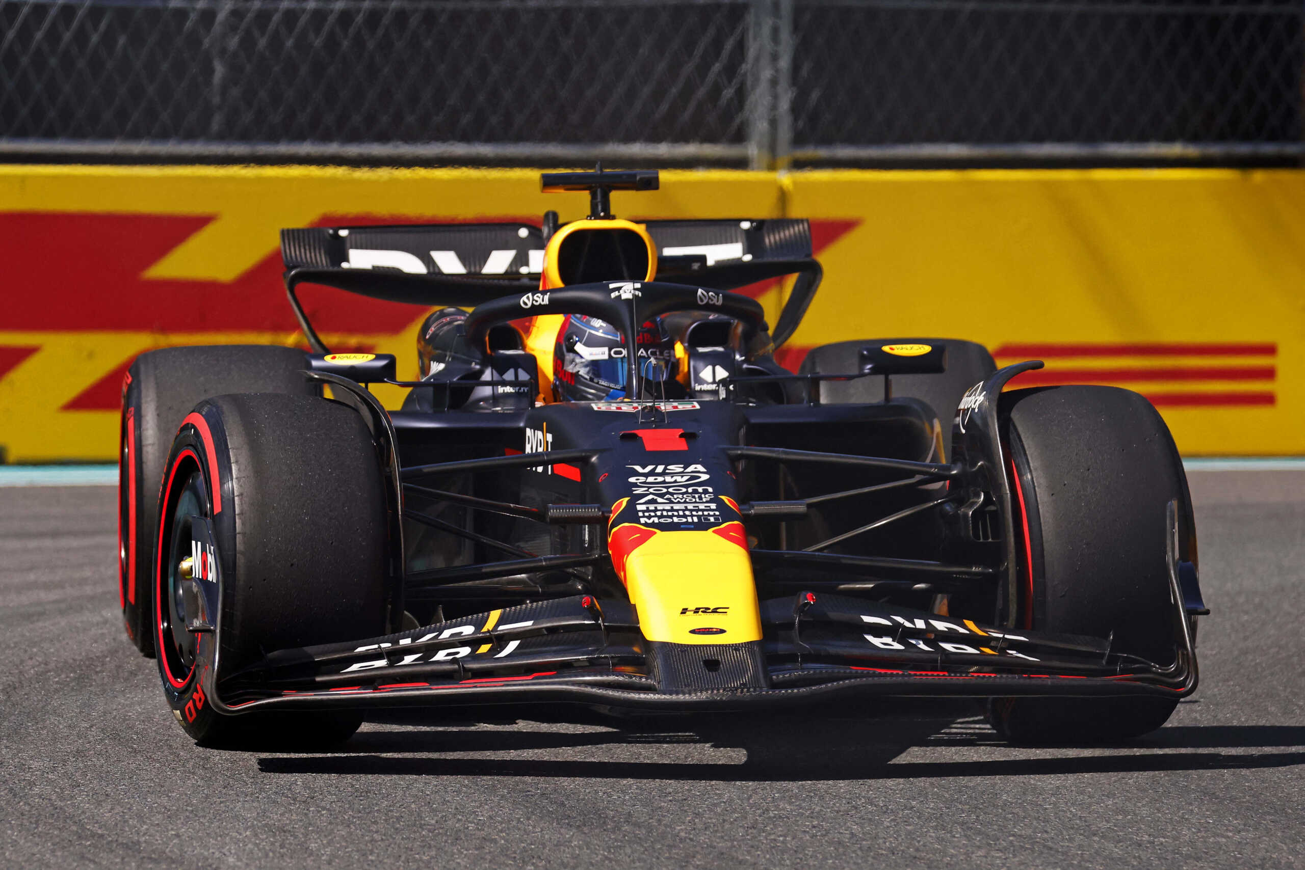May 4, 2024; Miami Gardens, Florida, USA; Red Bull Racing driver Max Verstappen (1) during F1 qualifying for Miami Grand Prix at Miami International Autodrome. Mandatory Credit: Peter Casey-USA TODAY Sports