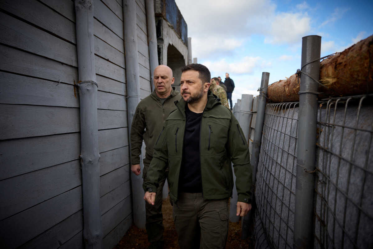 FILE PHOTO: Ukraine's President Volodymyr Zelenskiy inspects new fortifications for Ukrainian servicemen, amid Russia's attack on Ukraine, in Donetsk region, Ukraine, April 19, 2024. Ukrainian Presidential Press Service