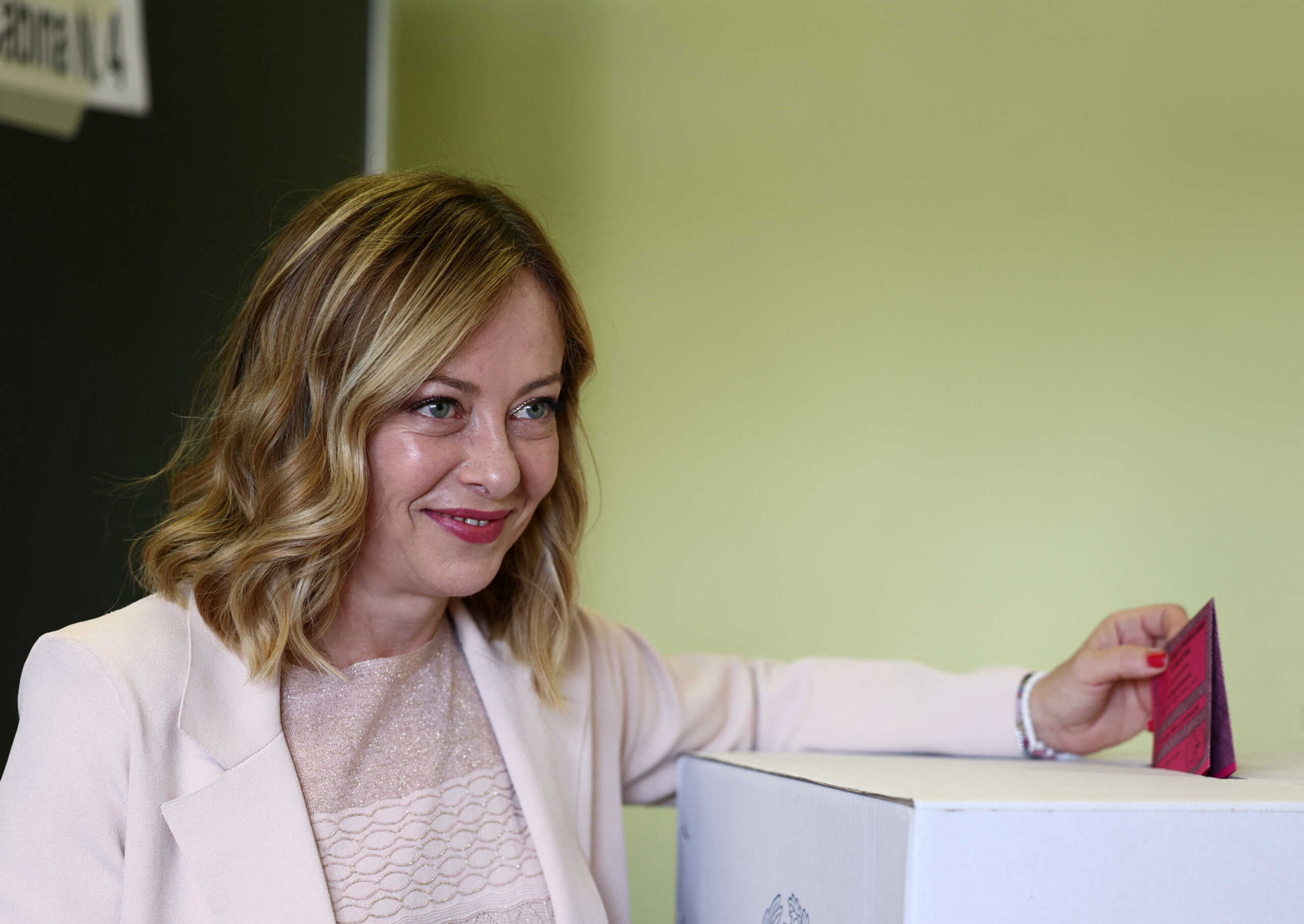 Italy's Prime Minister Giorgia Meloni votes for the European Parliament elections, in Rome, Italy June 8, 2024. REUTERS