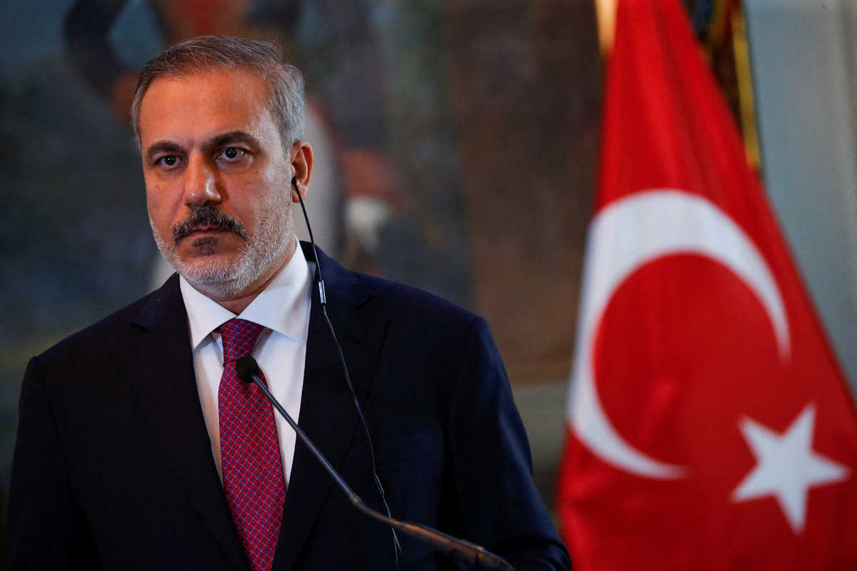 FILE PHOTO: Turkish Foreign Minister Hakan Fidan attends a press conference, with Venezuelan Foreign Minister Yvan Gil Pinto (not pictured), in Caracas, Venezuela February 24, 2024. REUTERS