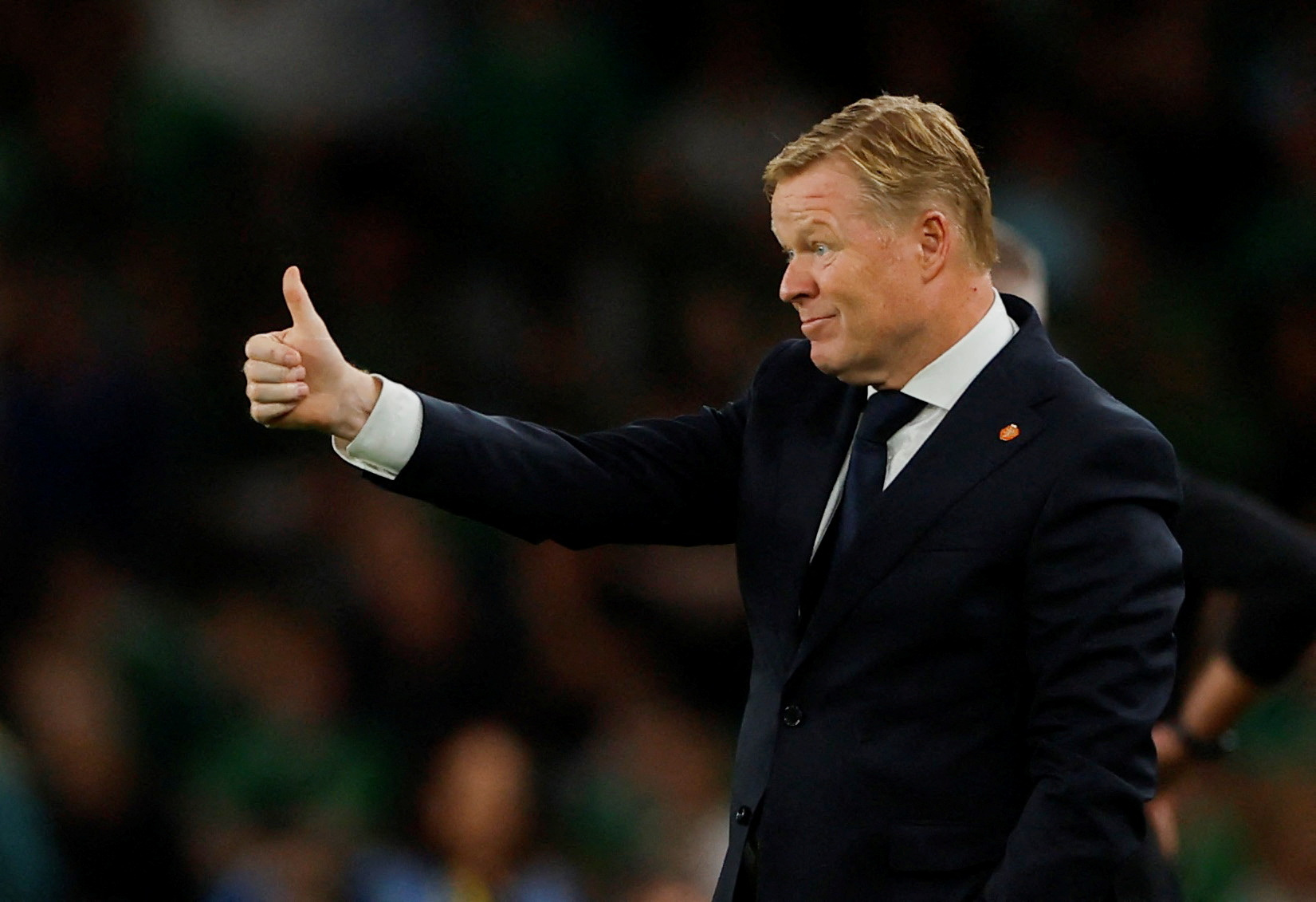 FILE PHOTO: Soccer Football - Euro 2024 Qualifier - Group B - Republic of Ireland v Netherlands - Aviva Stadium, Dublin, Republic of Ireland - September 10, 2023 Netherlands coach Ronald Koeman reacts REUTERS