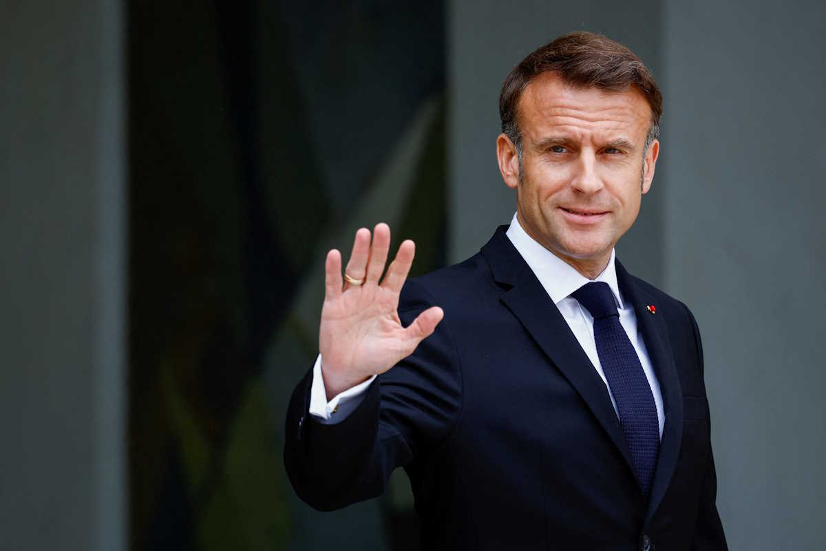 French President Emmanuel Macron reacts as he waits for the arrival of a guest at the Elysee Palace in Paris, France, June 17, 2024. REUTERS