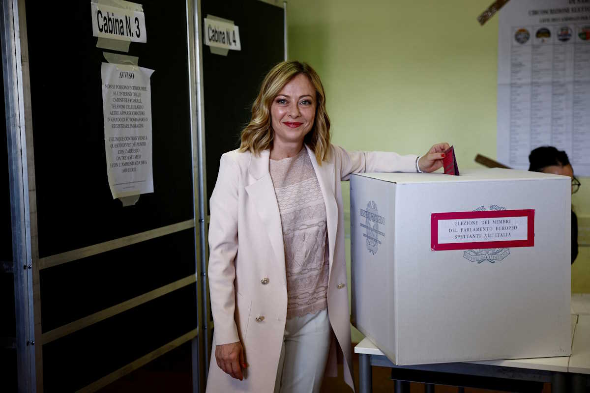 Italy's Prime Minister Giorgia Meloni votes for the European Parliament elections, in Rome, Italy June 8, 2024 REUTERS