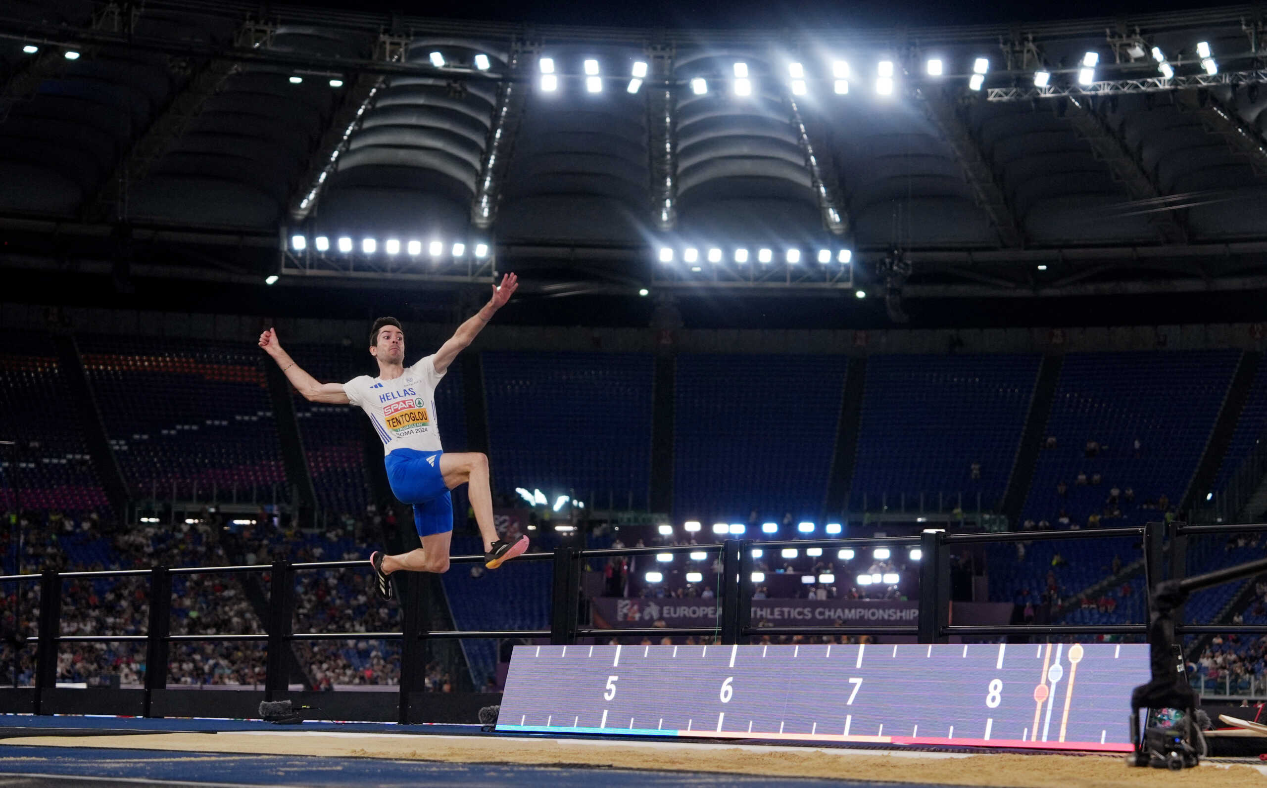 Athletics - European Athletics Championships - Stadio Olimpico, Rome, Italy - June 8, 2024 Greece's Miltiadis Tentoglou in action during the men's long jump final REUTERS
