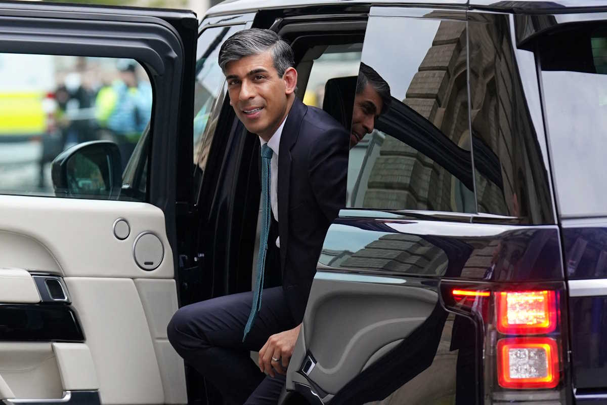 British Prime Minister Rishi Sunak arrives for a Sky News election event, in Grimsby, Britain. Picture date: Wednesday June 12, 2024. Stefan Rousseau