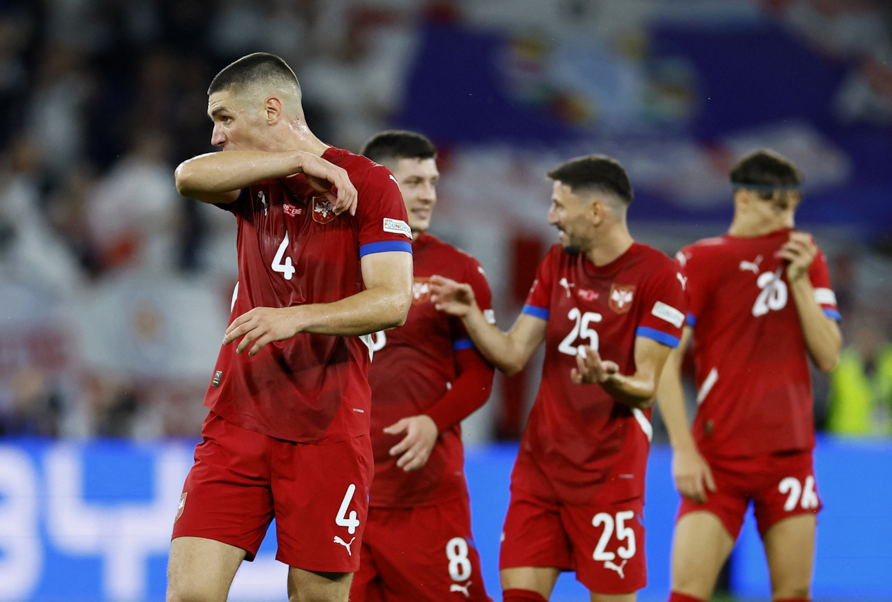 Soccer Football - Euro 2024 - Group C - Serbia v England - Arena AufSchalke, Gelsenkirchen, Germany - June 16, 2024 Serbia's Nikola Milenkovic reacts after the match REUTERS