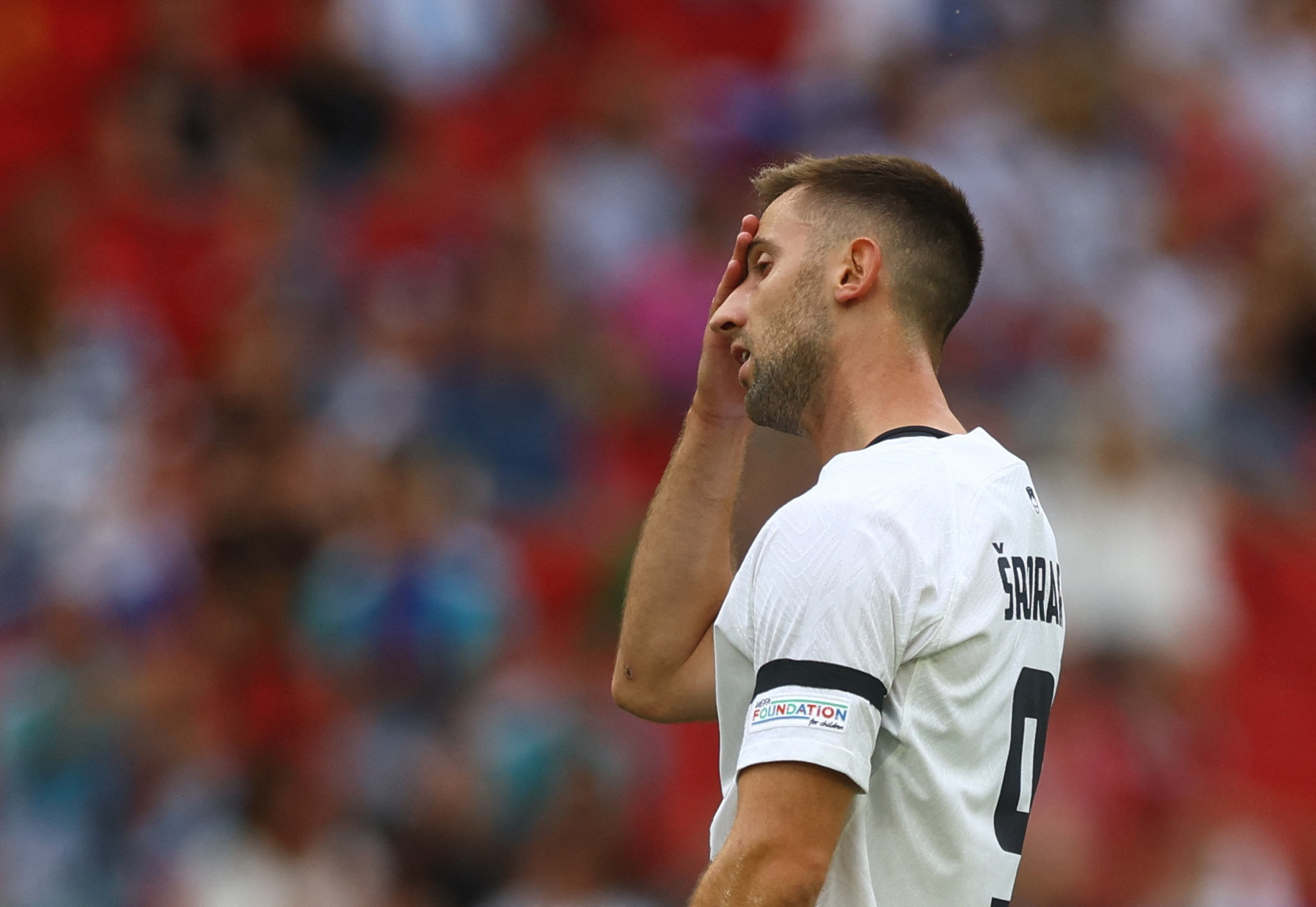 Soccer Football - Euro 2024 - Group C - Slovenia v Denmark - Stuttgart Arena, Stuttgart, Germany - June 16, 2024 Slovenia's Andraz Sporar reacts REUTERS