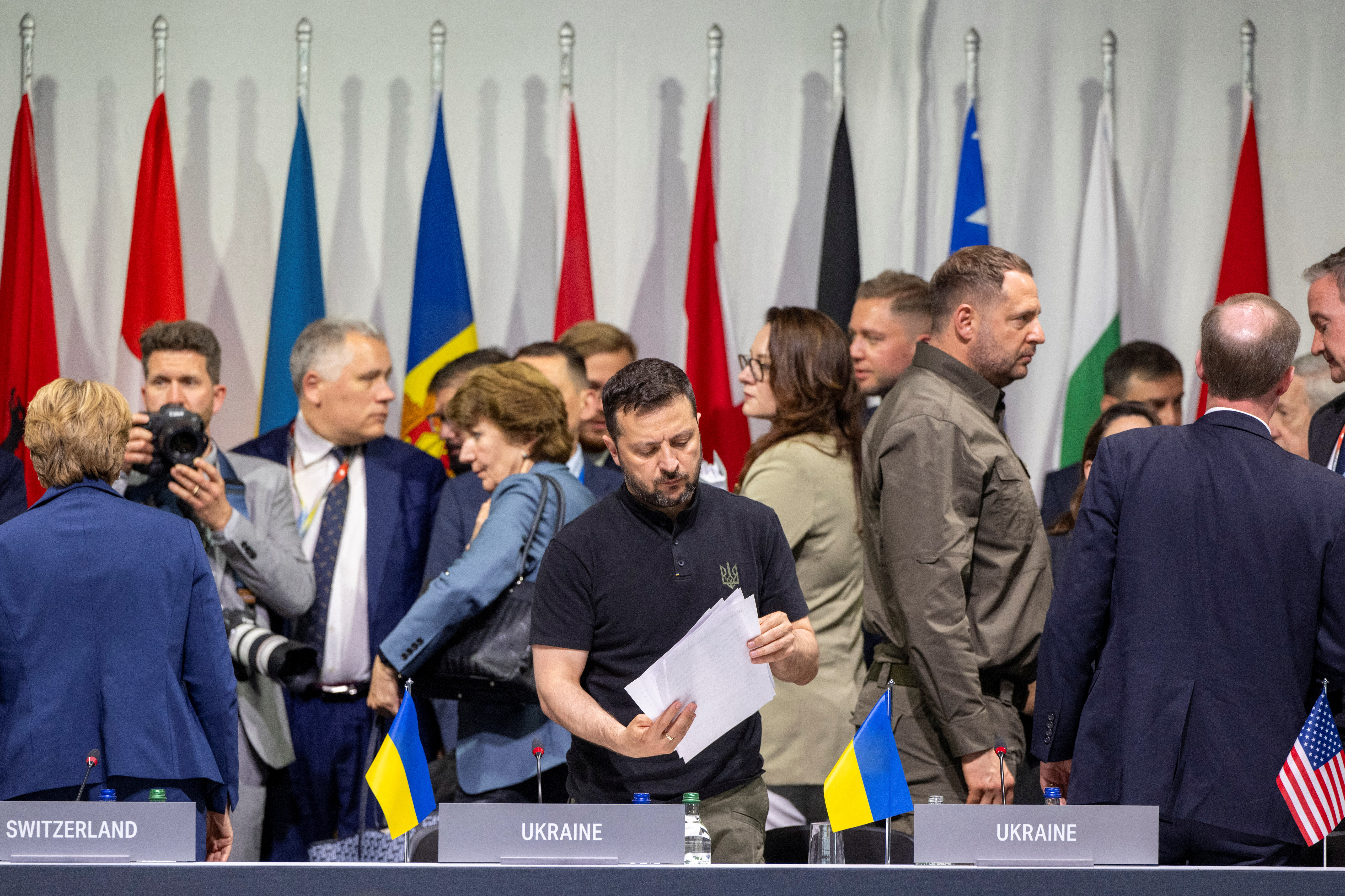 President Volodymyr Zelenskiy of Ukraine is seen during the Summit on Peace in Ukraine, in Stansstad, Switzerland, June 16, 2024. URS FLUEELER