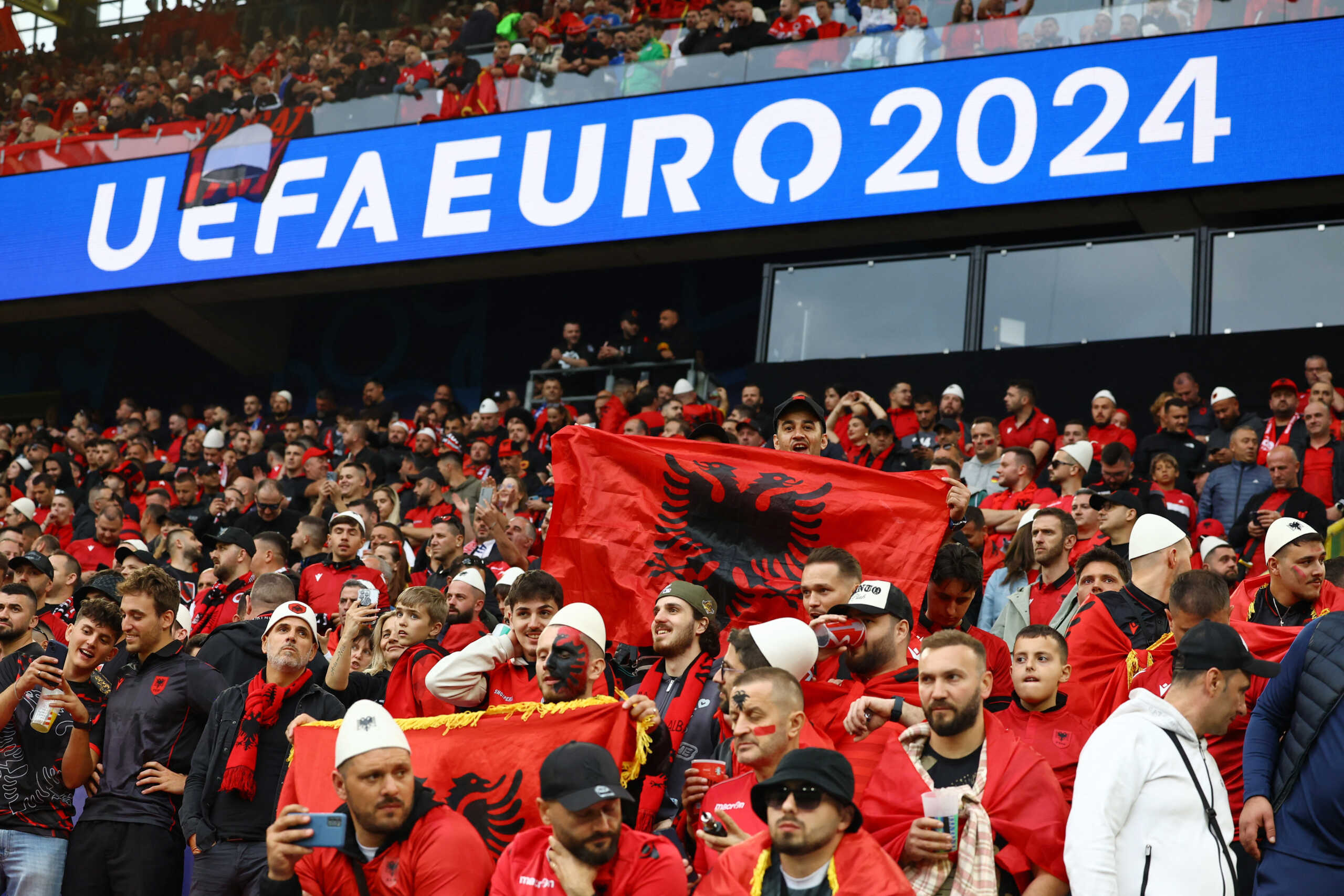 Soccer Football - Euro 2024 - Group B - Italy v Albania - Dortmund BVB Stadion, Dortmund, Germany - June 15, 2024  Albania fans inside the stadium before the match REUTERS