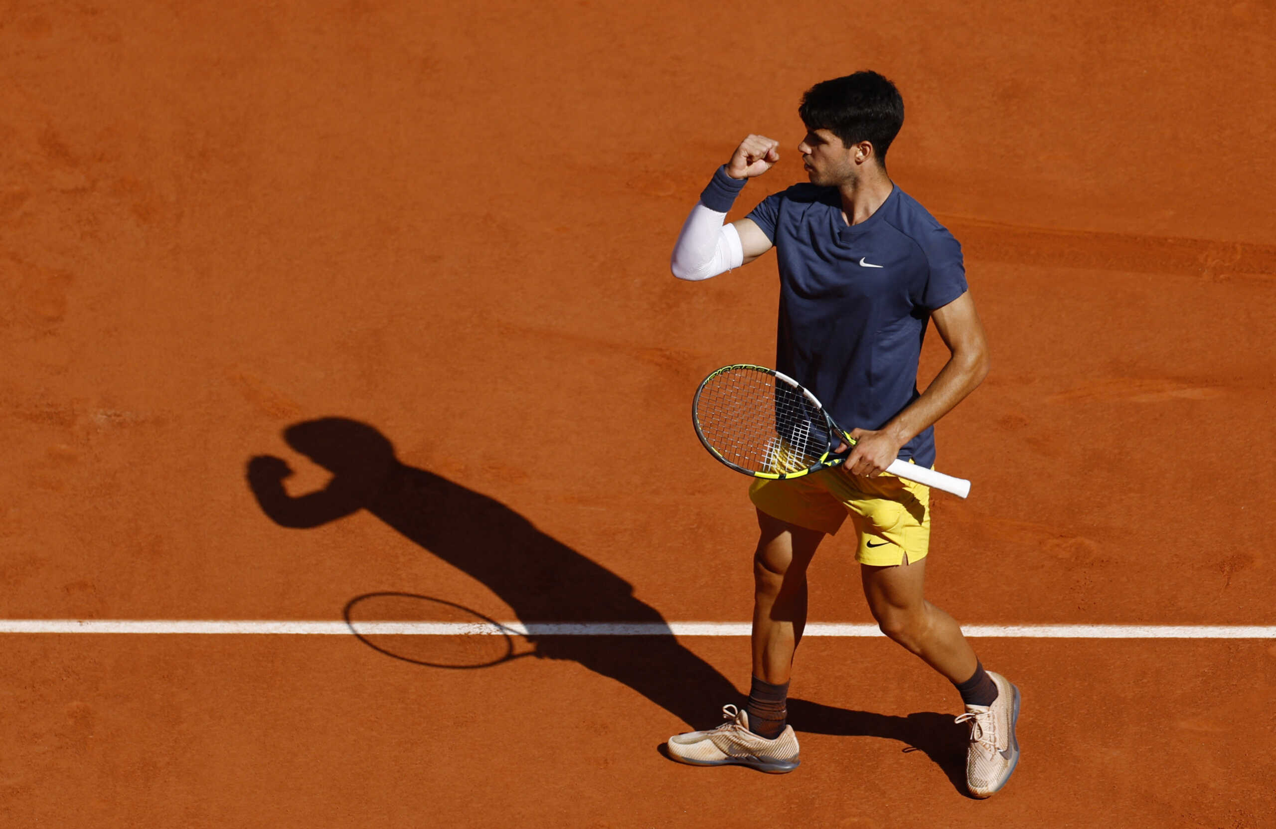 Tennis - French Open - Roland Garros, Paris, France - June 9, 2024 Spain's Carlos Alcaraz reacts during the men's singles final against Germany's Alexander Zverev REUTERS