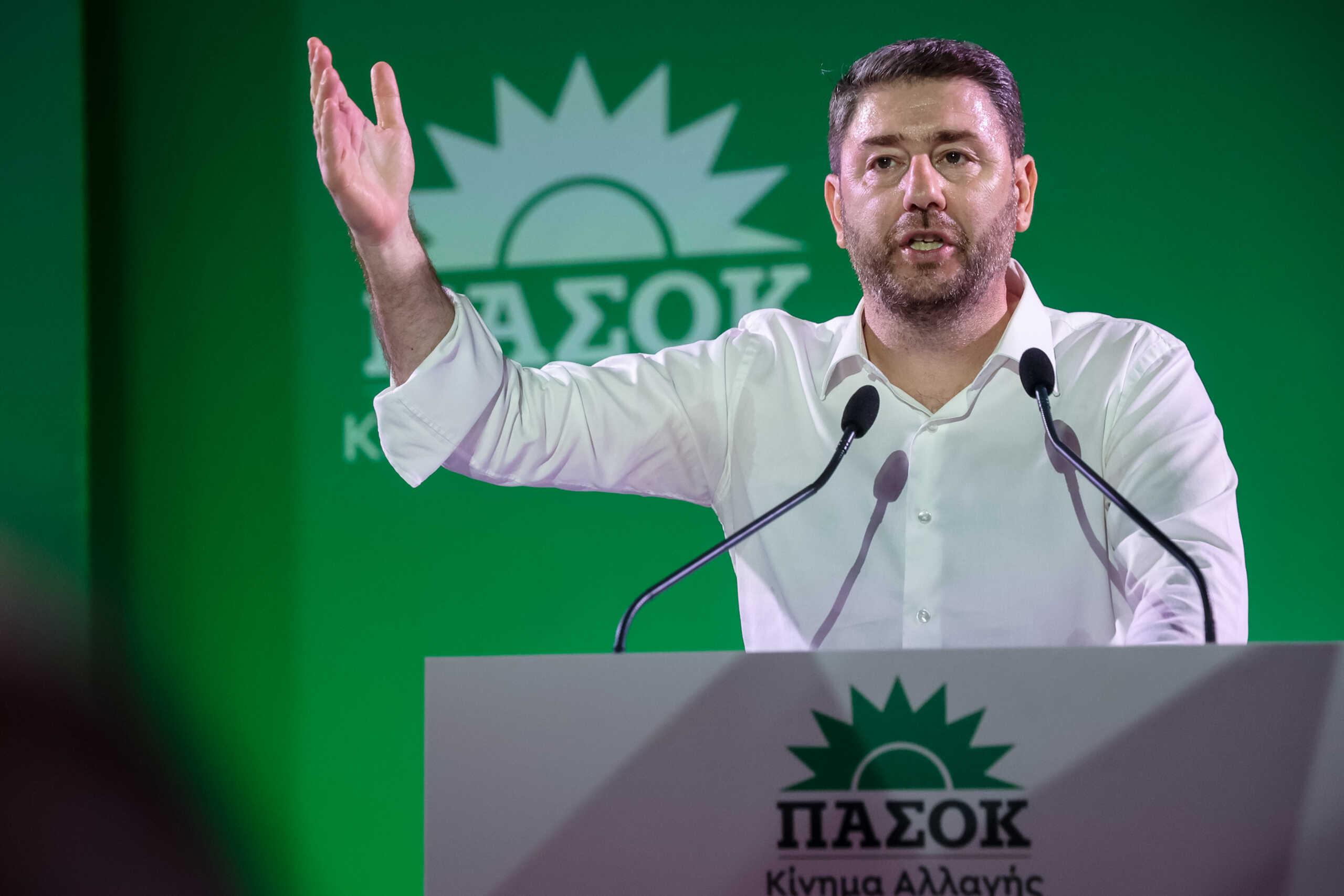 Ομιλία του Προέδρου του ΠΑΣΟΚ - Κινήματος Αλλαγής, Νίκου Ανδρουλάκη στην κεντρική προεκλογική εκδήλωση του κόμματος στο Ηράκλειο Κρήτης, Παρασκευή 7 Ιουνίου 2024. 
(ΣΤΕΦΑΝΟΣ ΡΑΠΑΝΗΣ