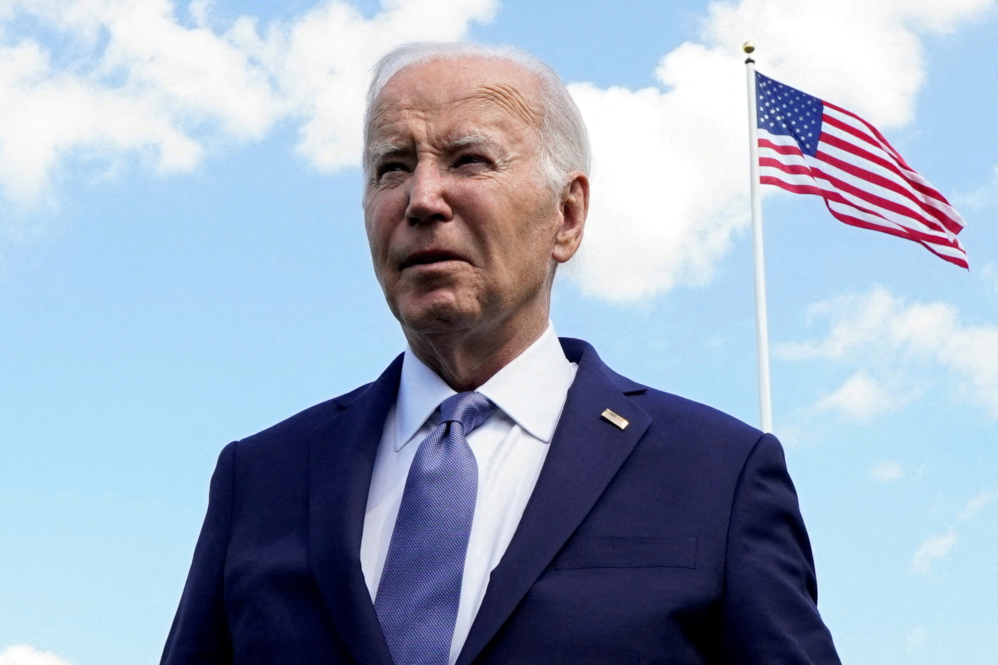 FILE PHOTO: U.S. President Joe Biden speaks to reporters after wreath-laying ceremony at Aisne-Marne American Cemetery in Belleau, France, June 9, 2024. REUTERS