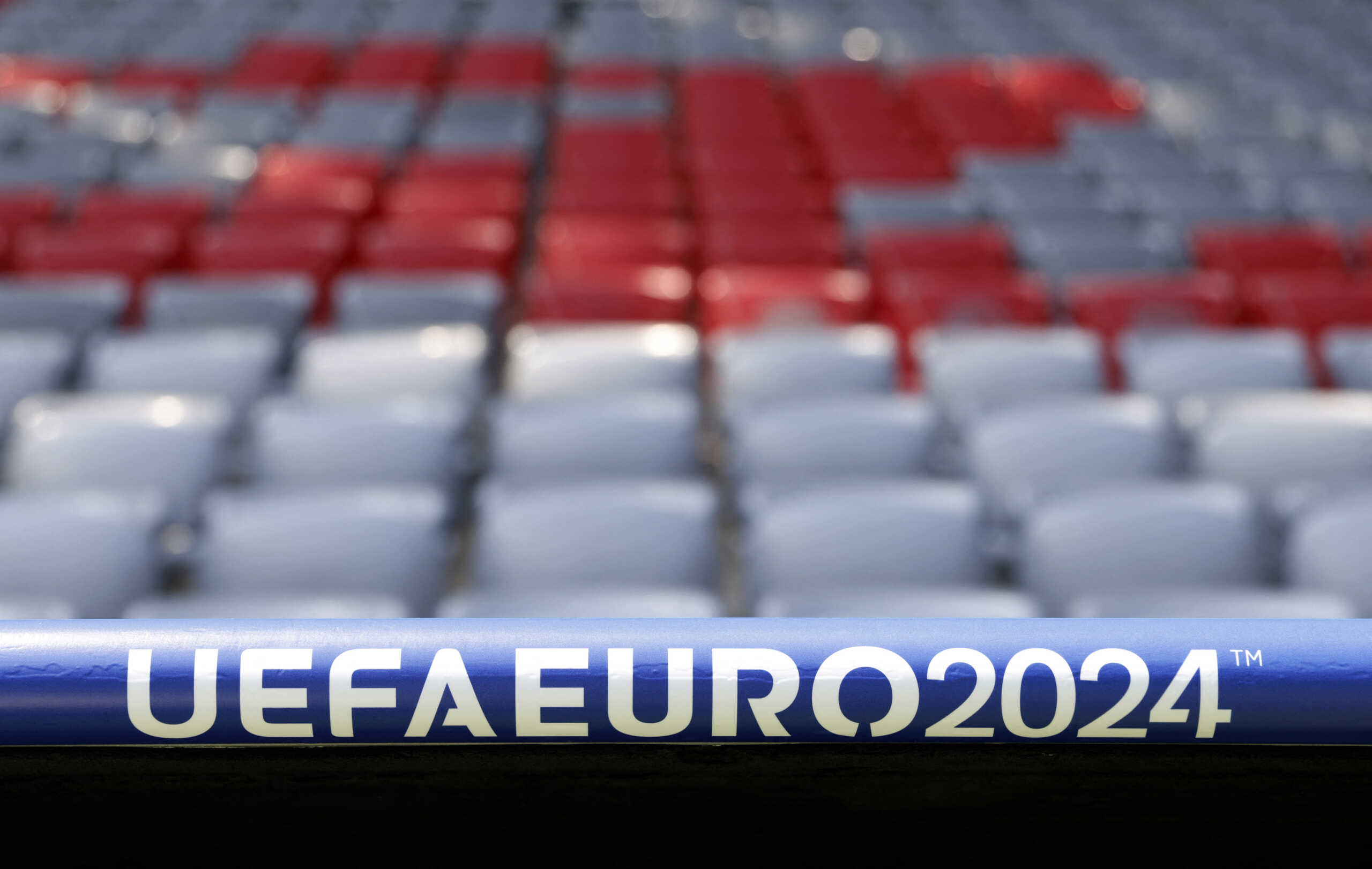 Soccer Football - Tour of Munich's Football Arena ahead of Euro 2024 - Munich Football Arena, Munich, Germany - June 8, 2024 Euro 2024 signage inside the stadium ahead of the tournament REUTERS