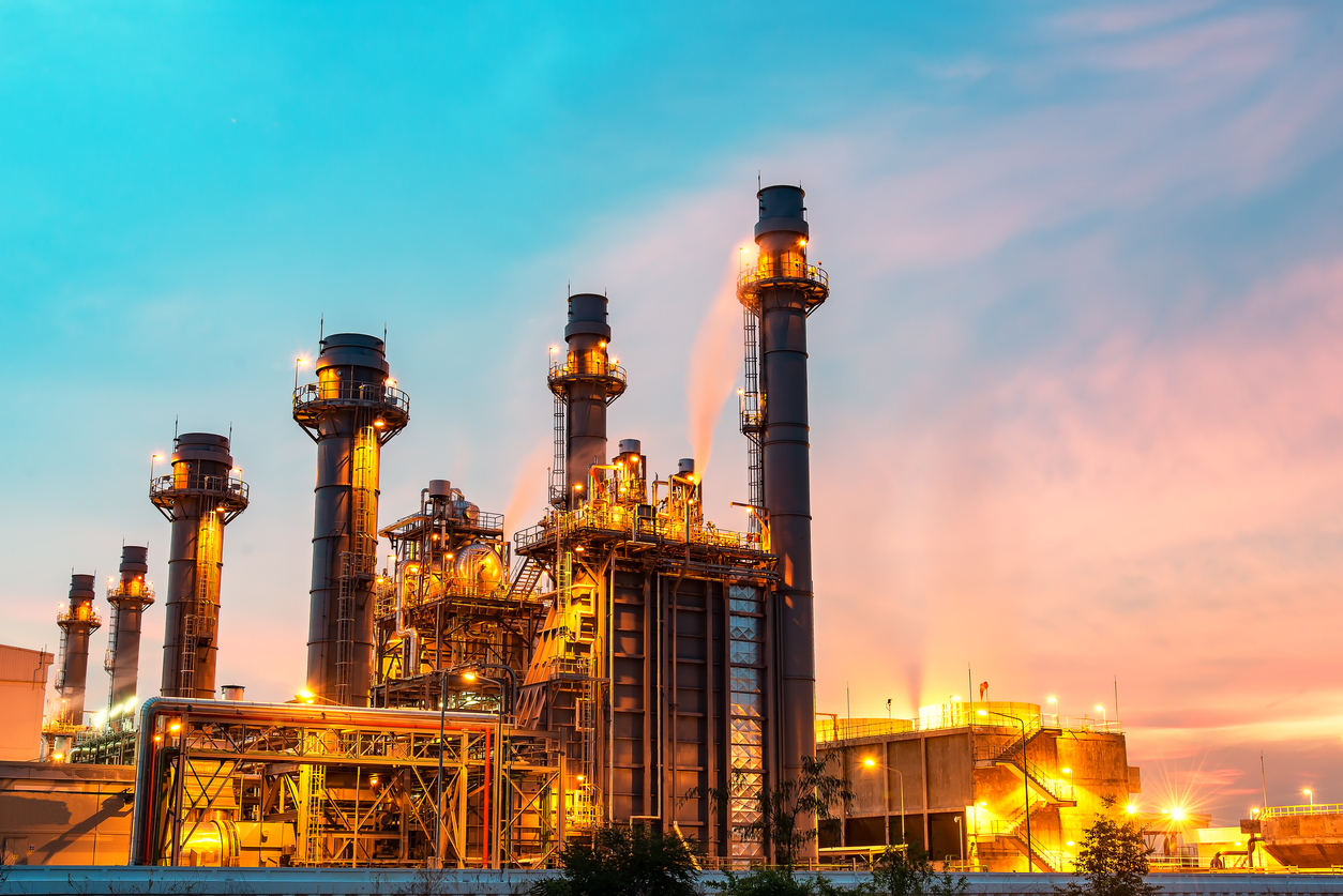 power plant in the petrochemical plant at blue sky