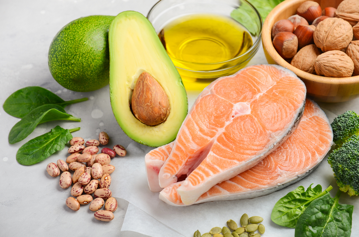 Selection of healthy food for heart, life concept, selective focus.